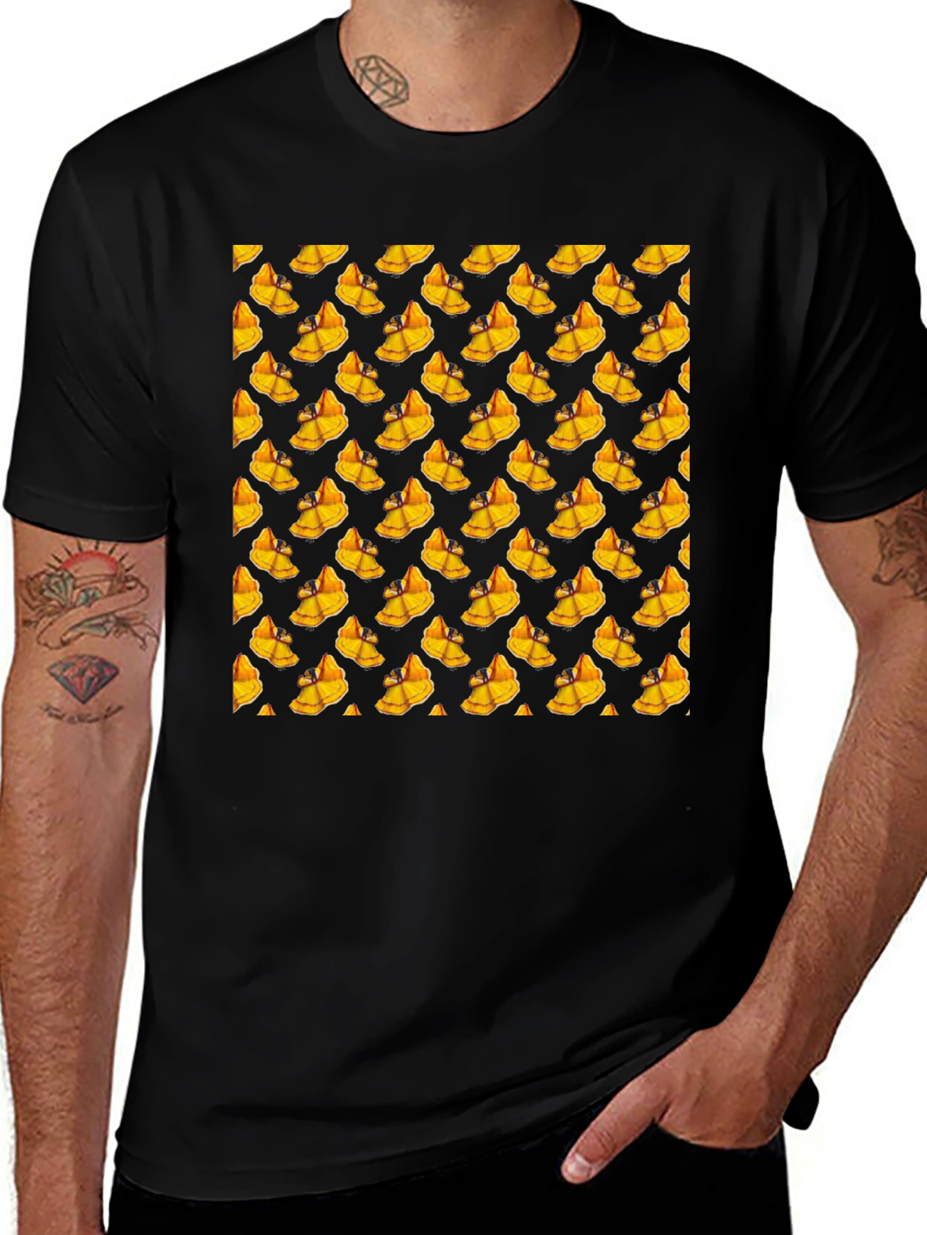 Novelty Mango Pattern Black T-Shirt
