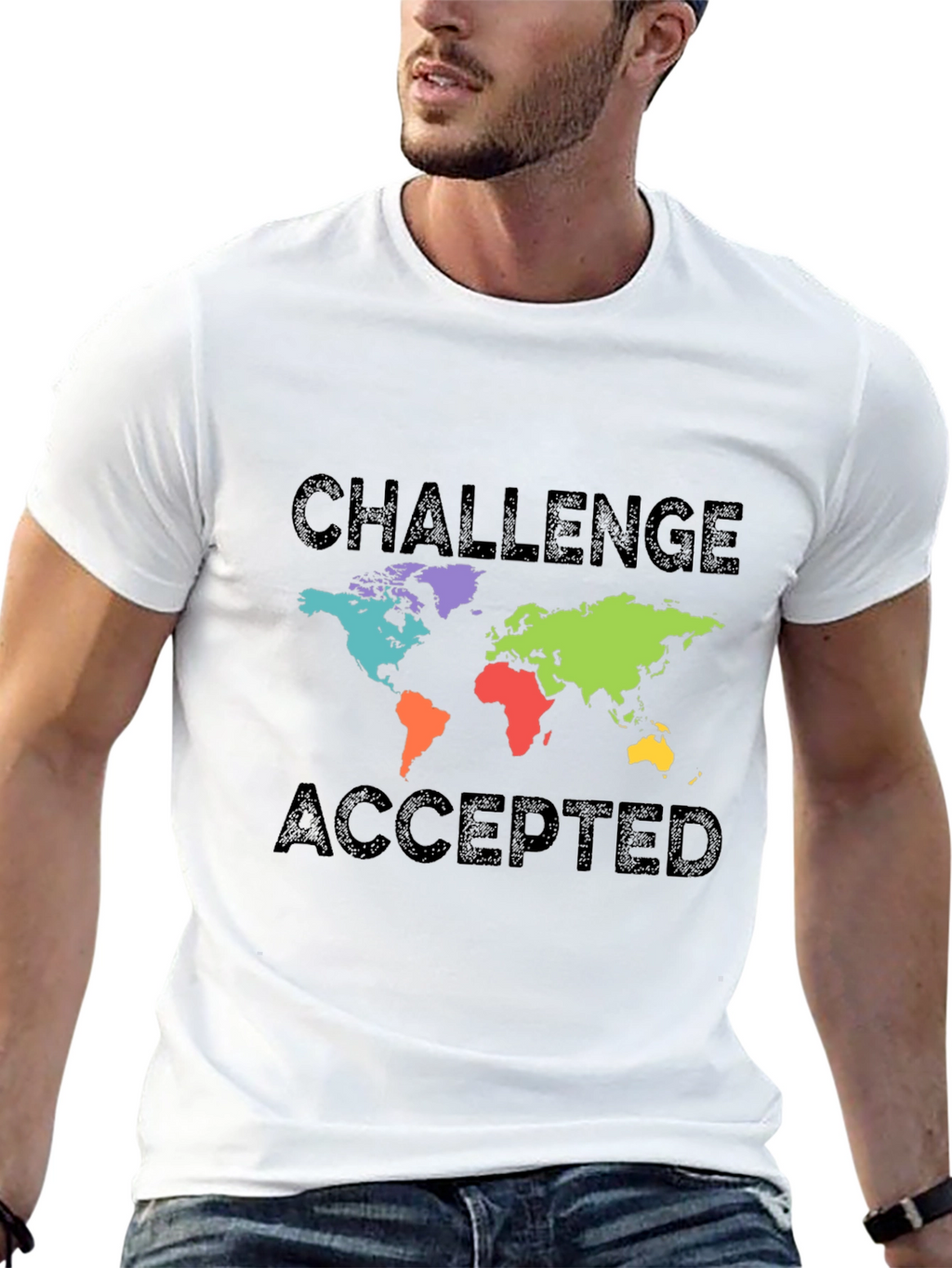Challenge Accepted World Map Graphic T-Shirt