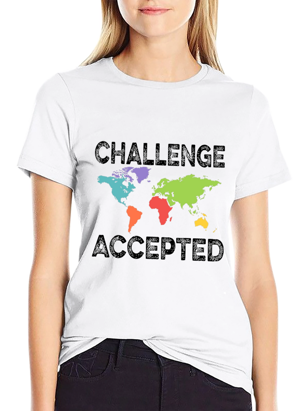 Challenge Accepted World Map Graphic T-Shirt