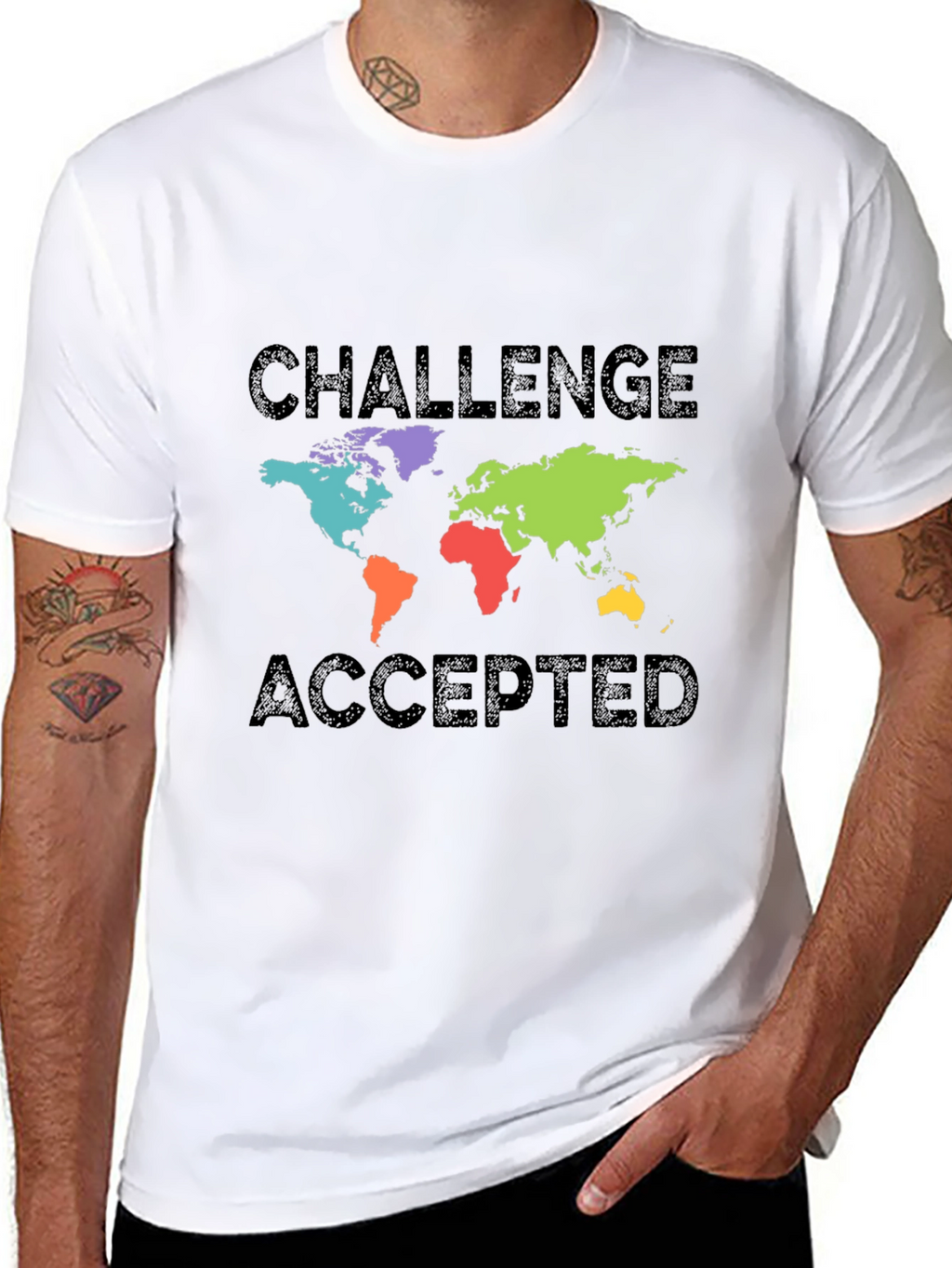 Challenge Accepted World Map Graphic T-Shirt