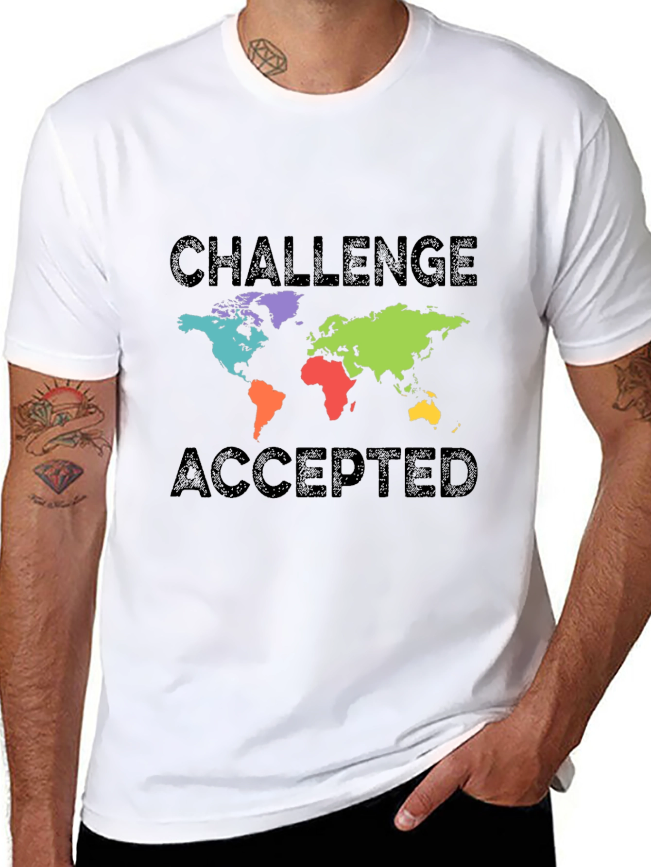 Challenge Accepted World Map Graphic T-Shirt