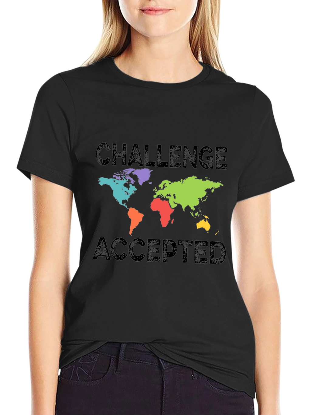 Challenge Accepted World Map Graphic T-Shirt