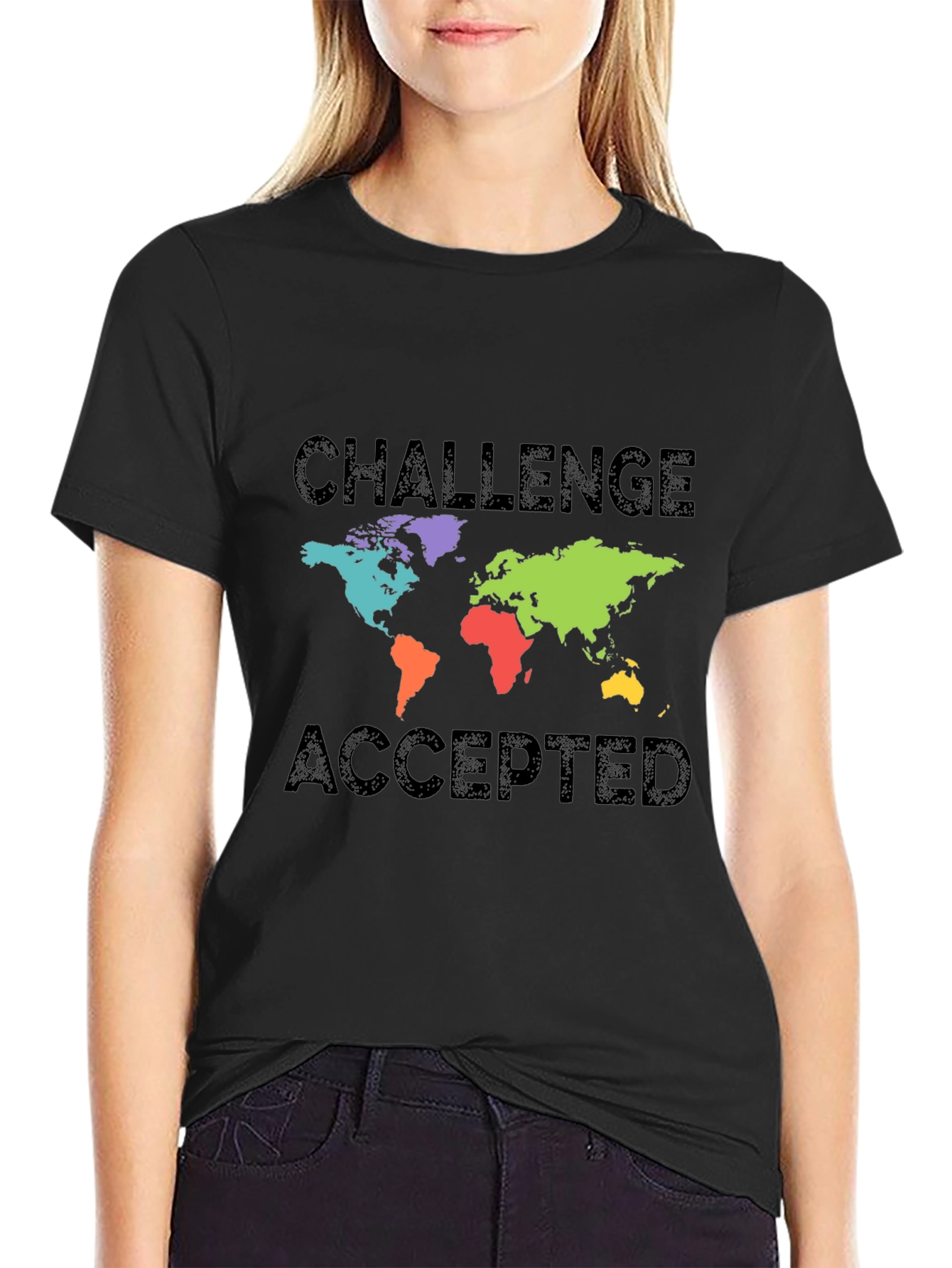 Challenge Accepted World Map Graphic T-Shirt