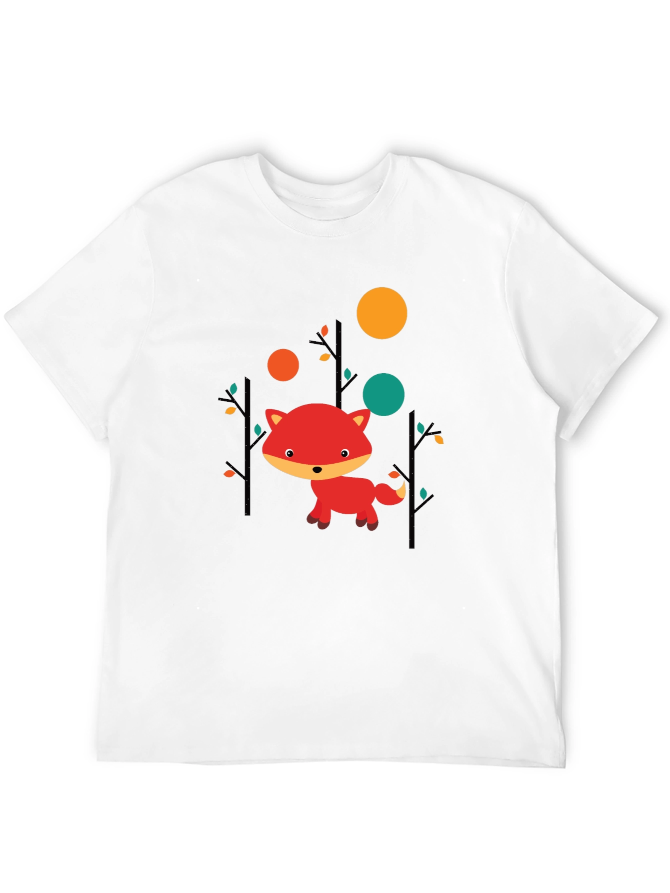 Cute Fox Graphic Black T-Shirt
