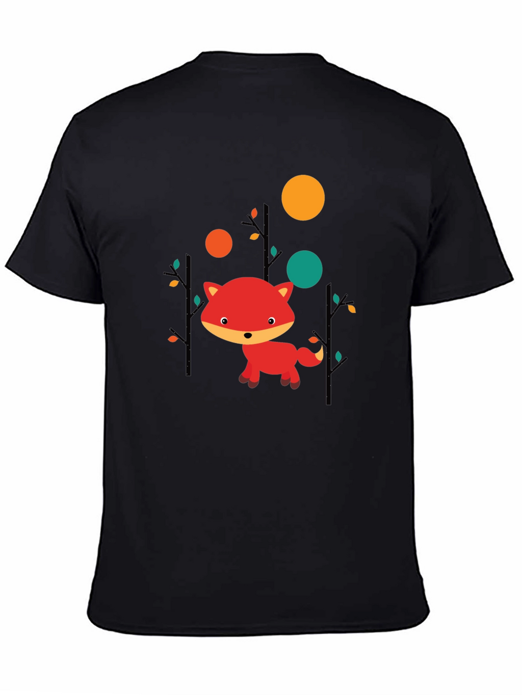 Cute Fox Graphic Black T-Shirt