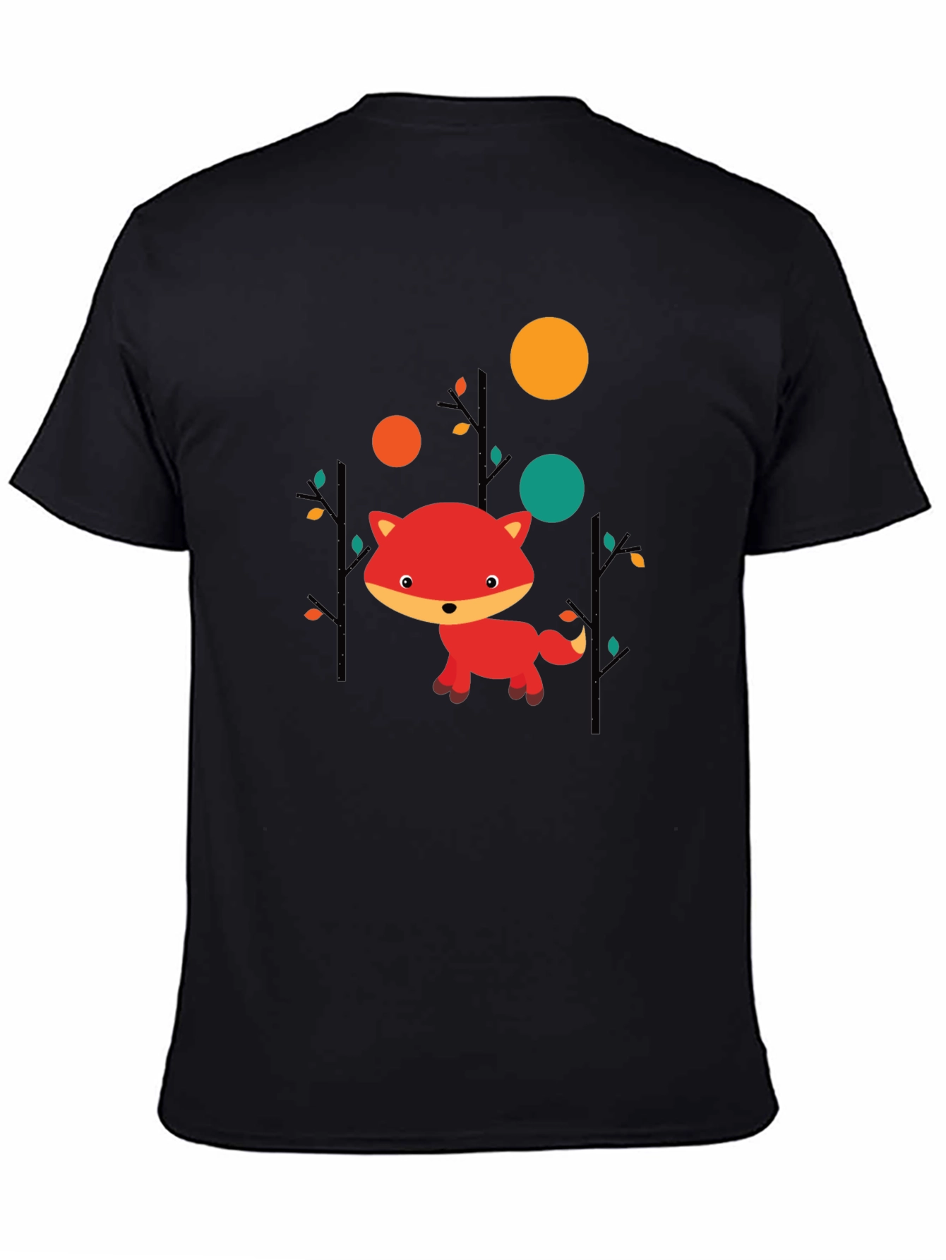 Cute Fox Graphic Black T-Shirt