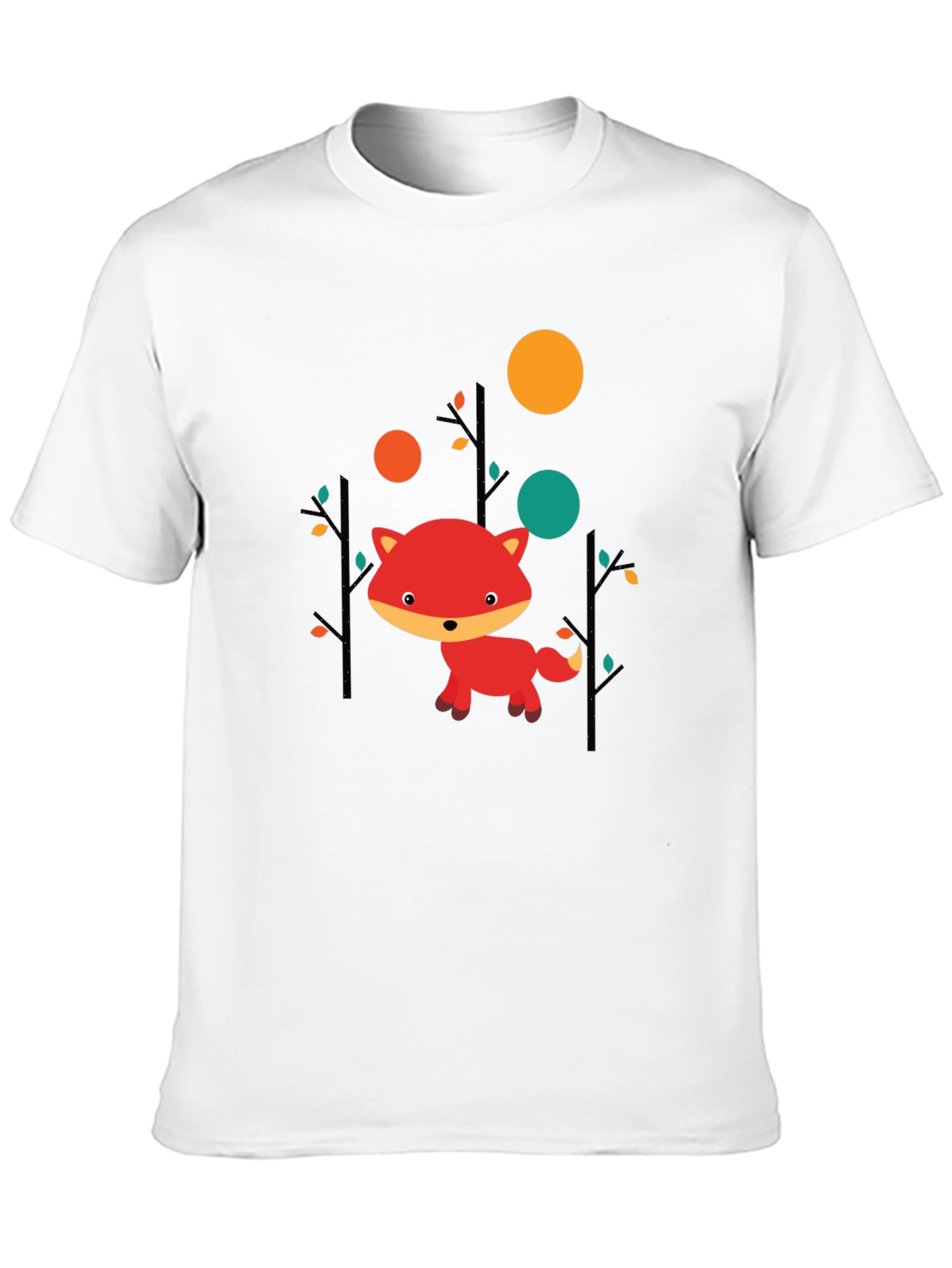 Cute Fox Graphic Black T-Shirt