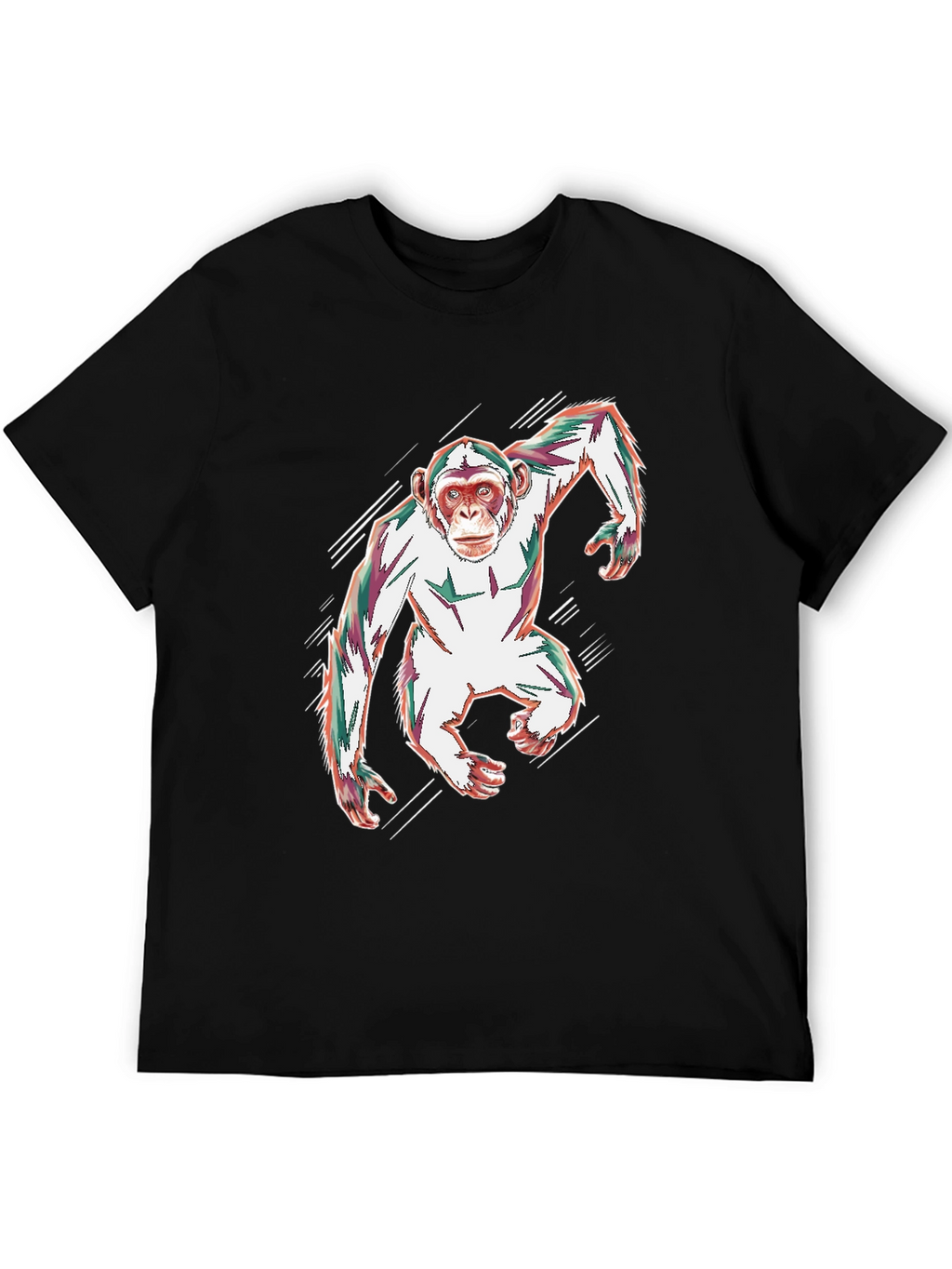 Abstract Monkey Graphic Black T-Shirt