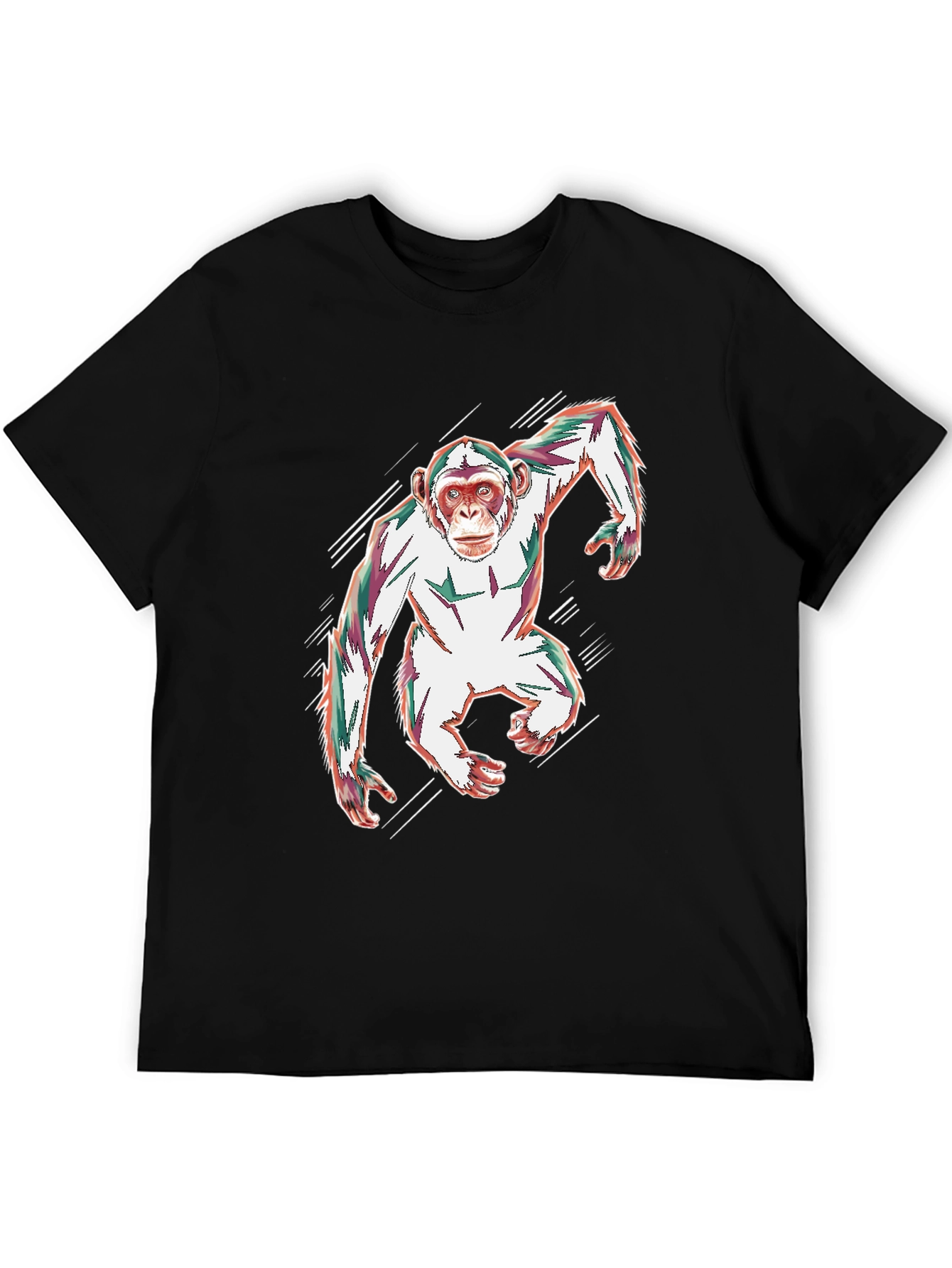 Abstract Monkey Graphic Black T-Shirt