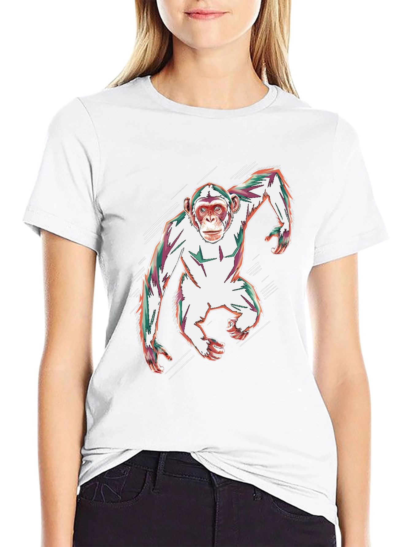 Abstract Monkey Graphic Black T-Shirt