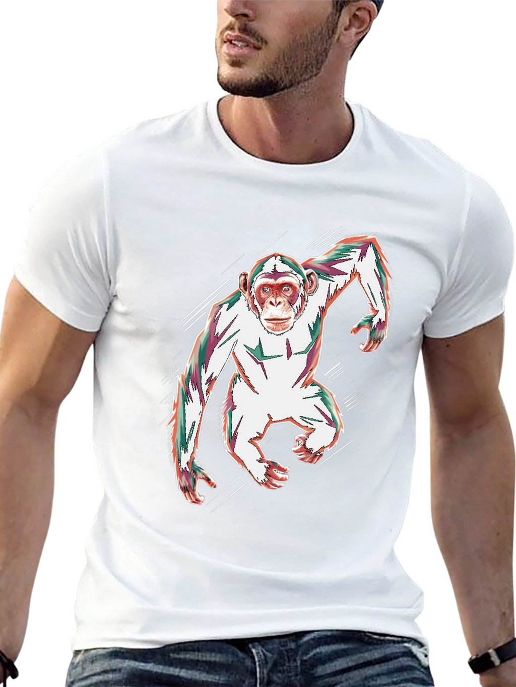 Abstract Monkey Graphic Black T-Shirt