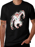 Abstract Monkey Graphic Black T-Shirt