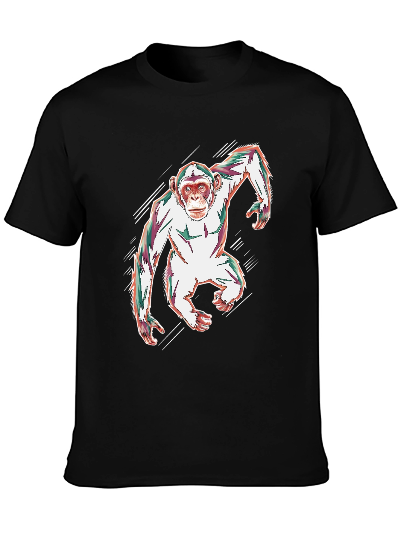 Abstract Monkey Graphic Black T-Shirt