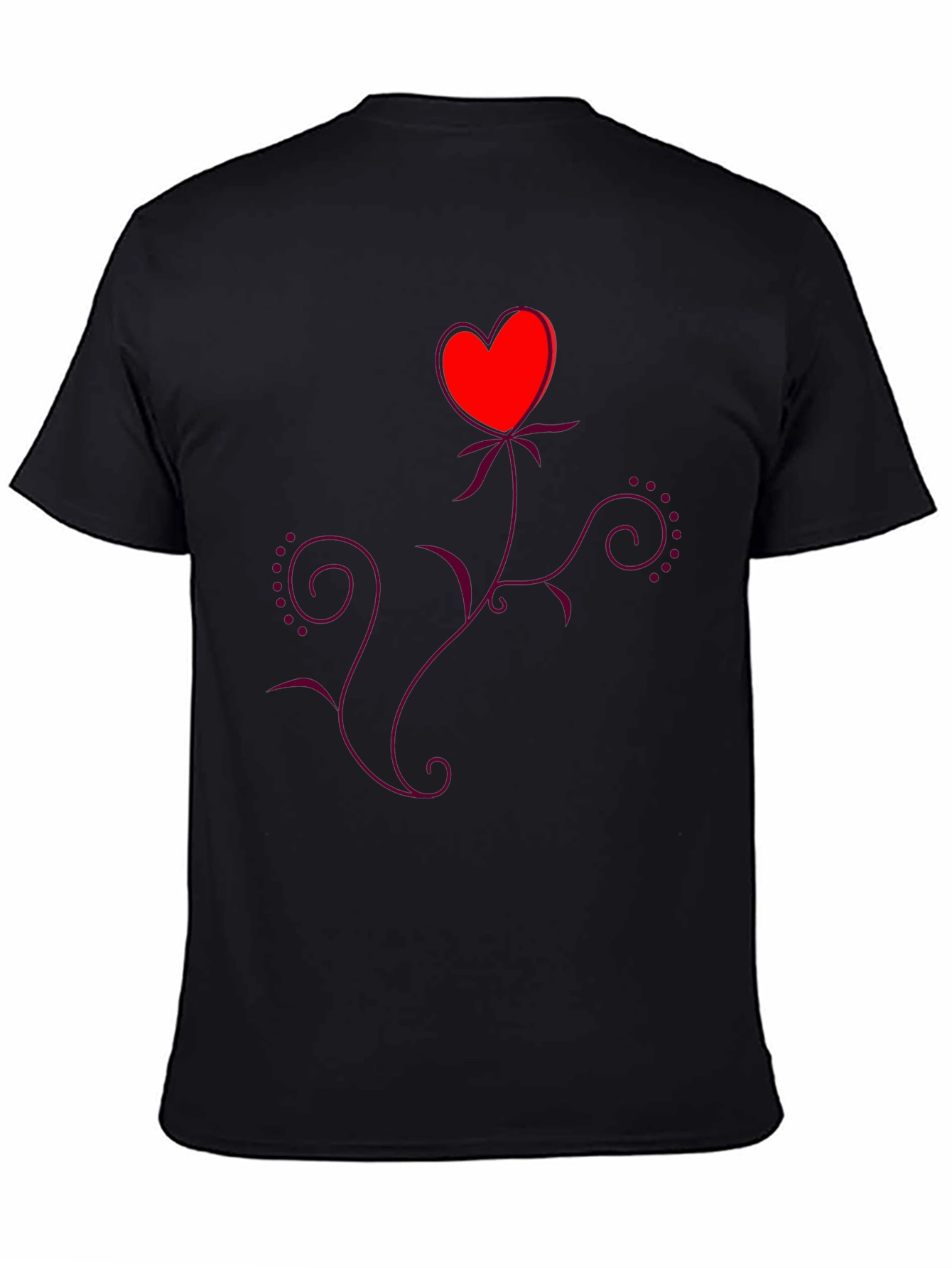 Heart Flower Black T-Shirt