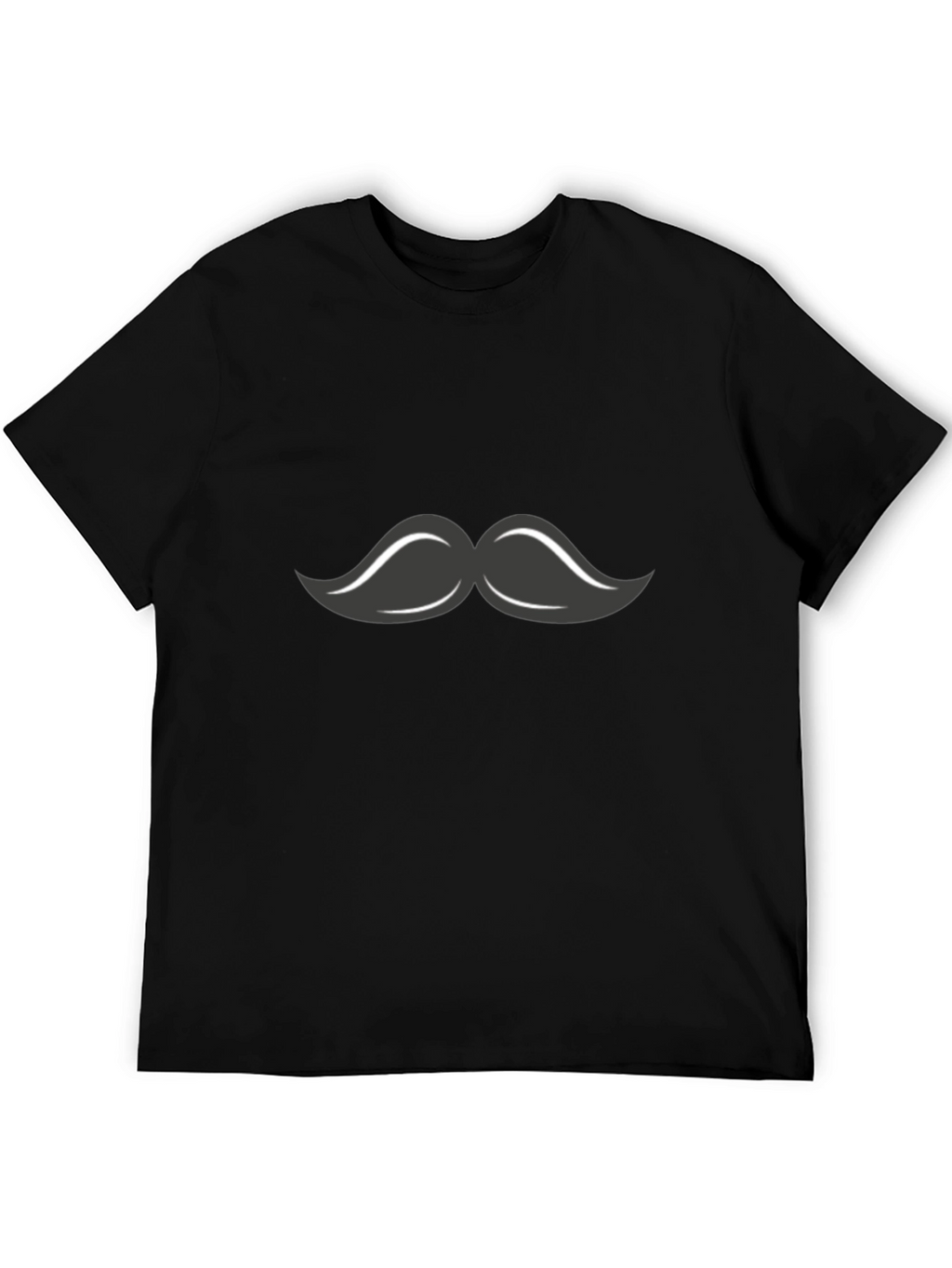 Mustache Graphic T-Shirt - Black Crew Neck Tee