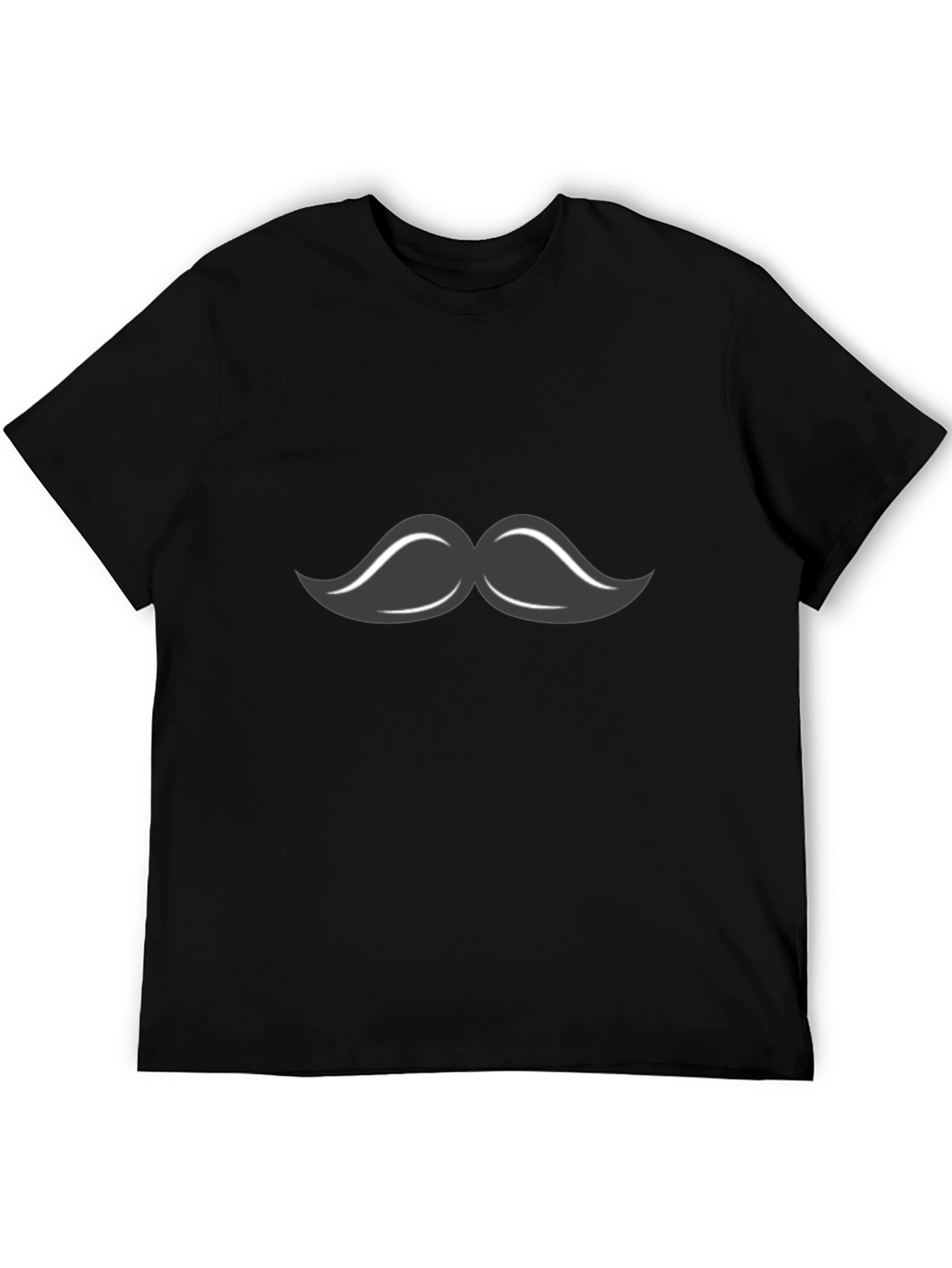 Mustache Graphic T-Shirt - Black Crew Neck Tee