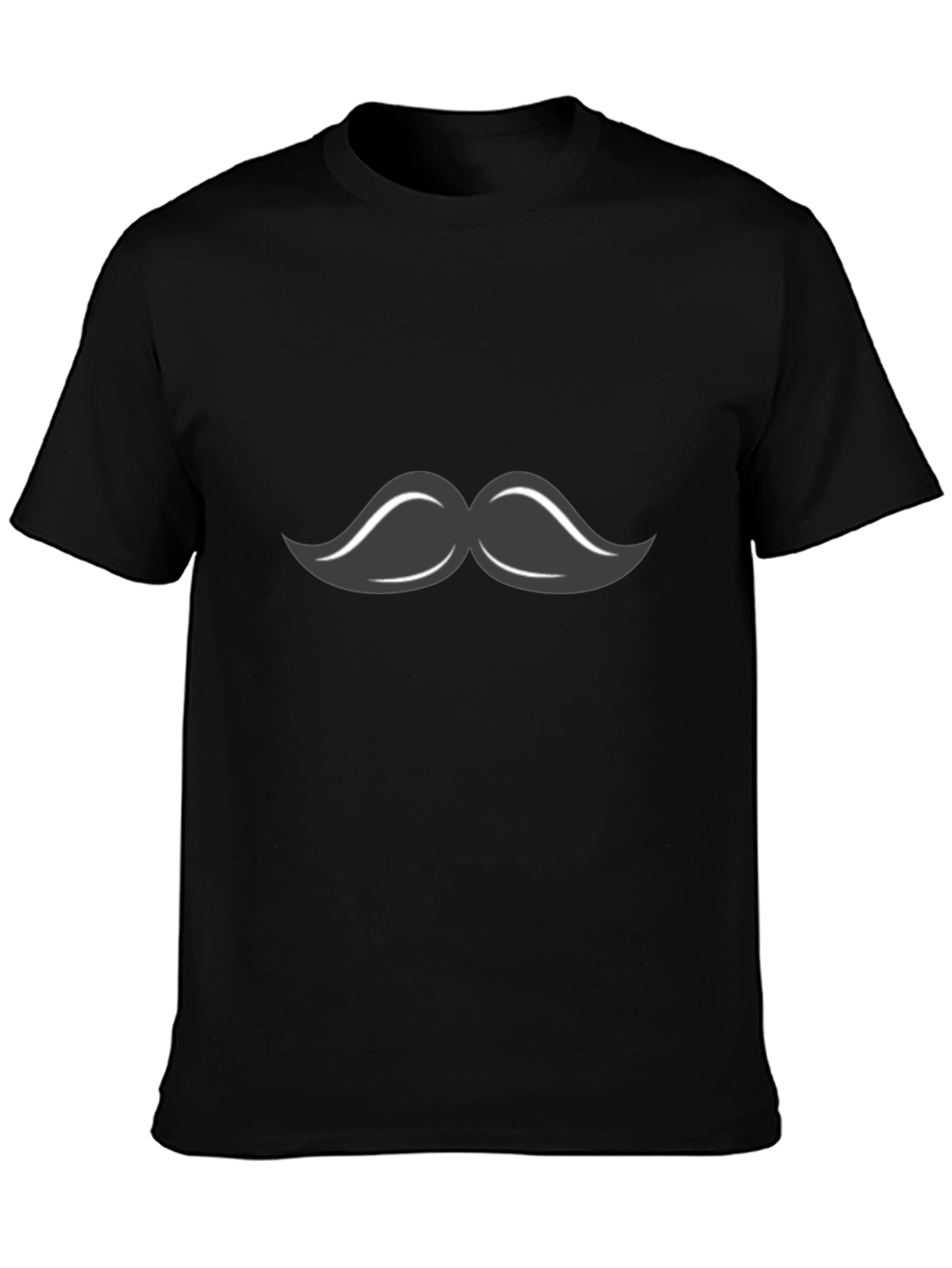 Mustache Graphic T-Shirt - Black Crew Neck Tee