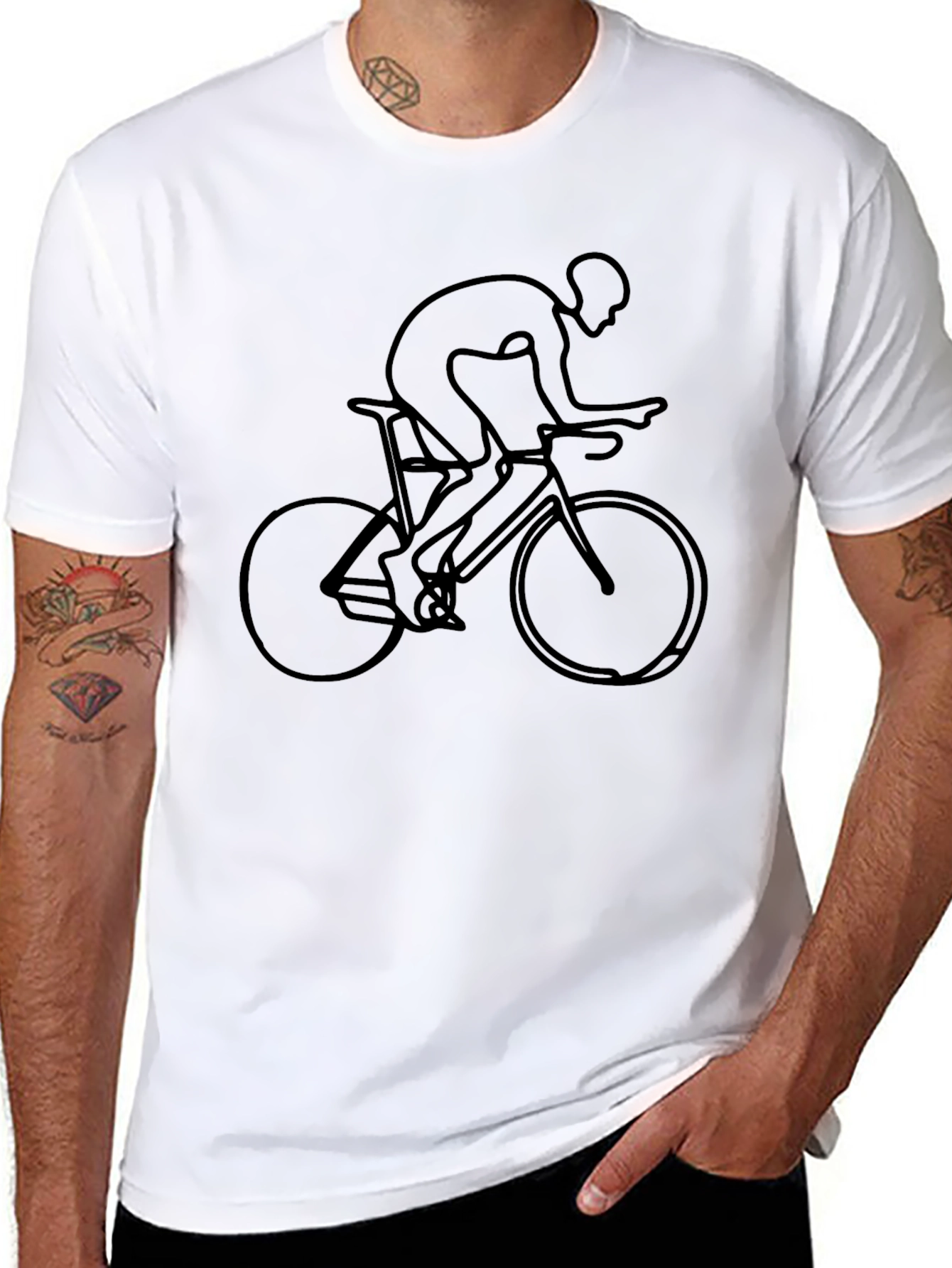 Cycling Line Art Graphic T-Shirt