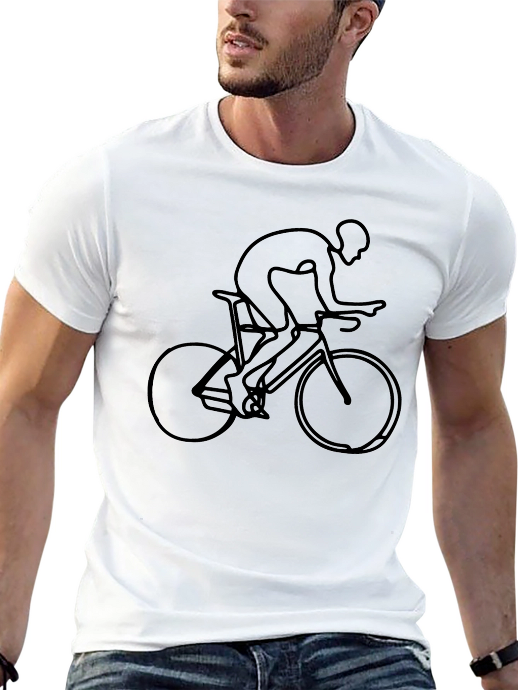 Cycling Line Art Graphic T-Shirt