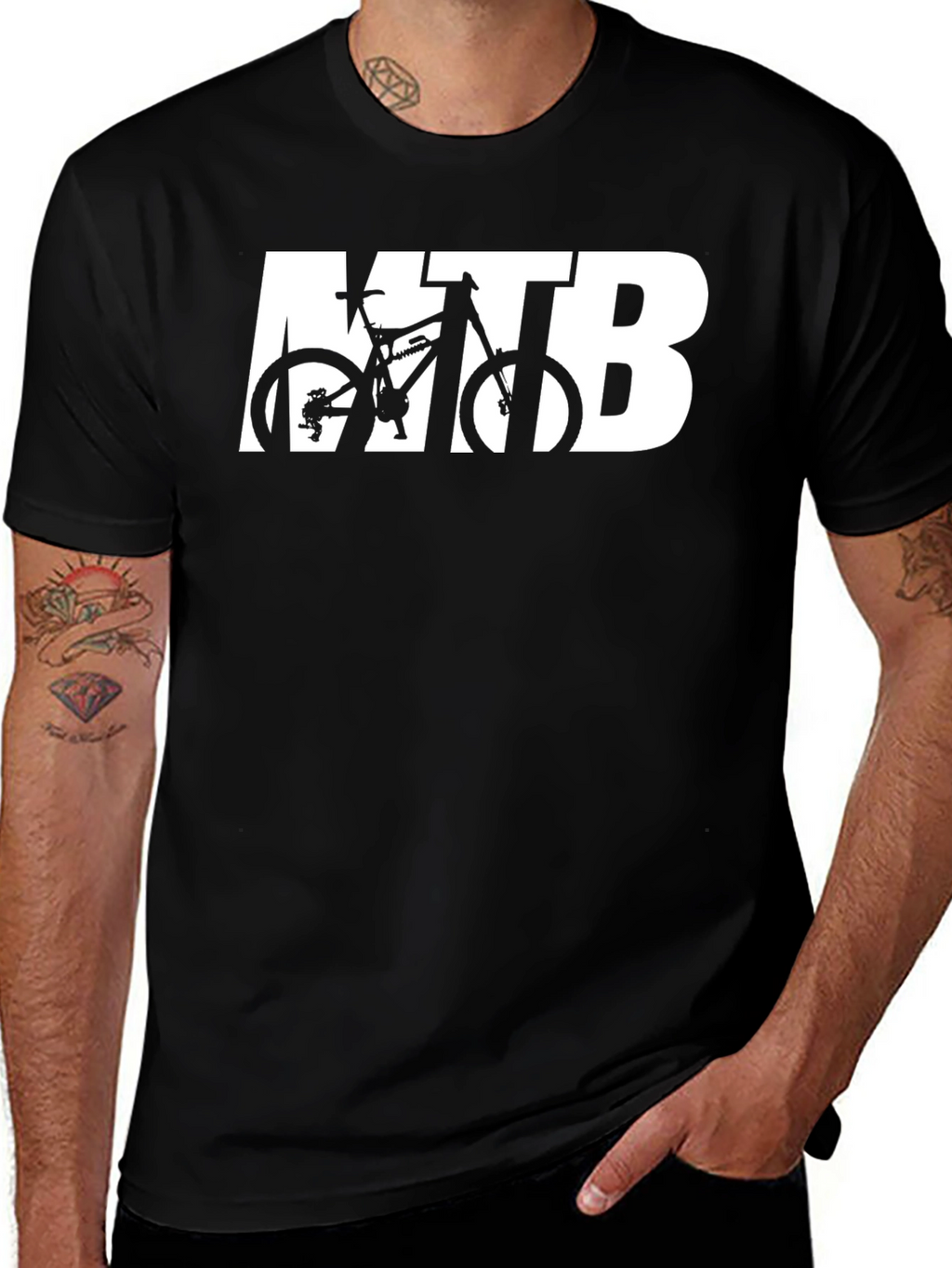 MTB Mountain Bike Graphic T-Shirt - Black