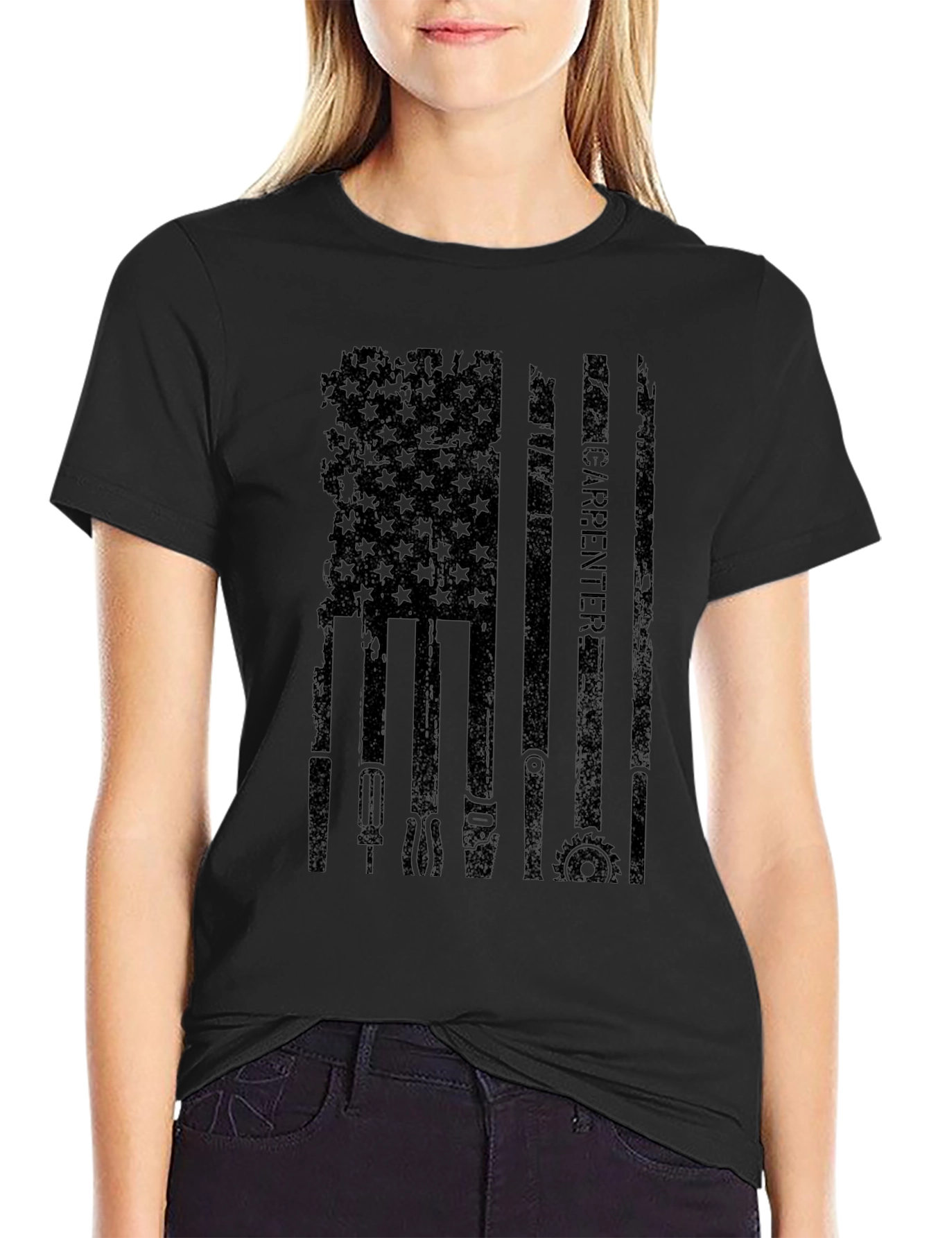 Carpenter American Flag Black T-Shirt