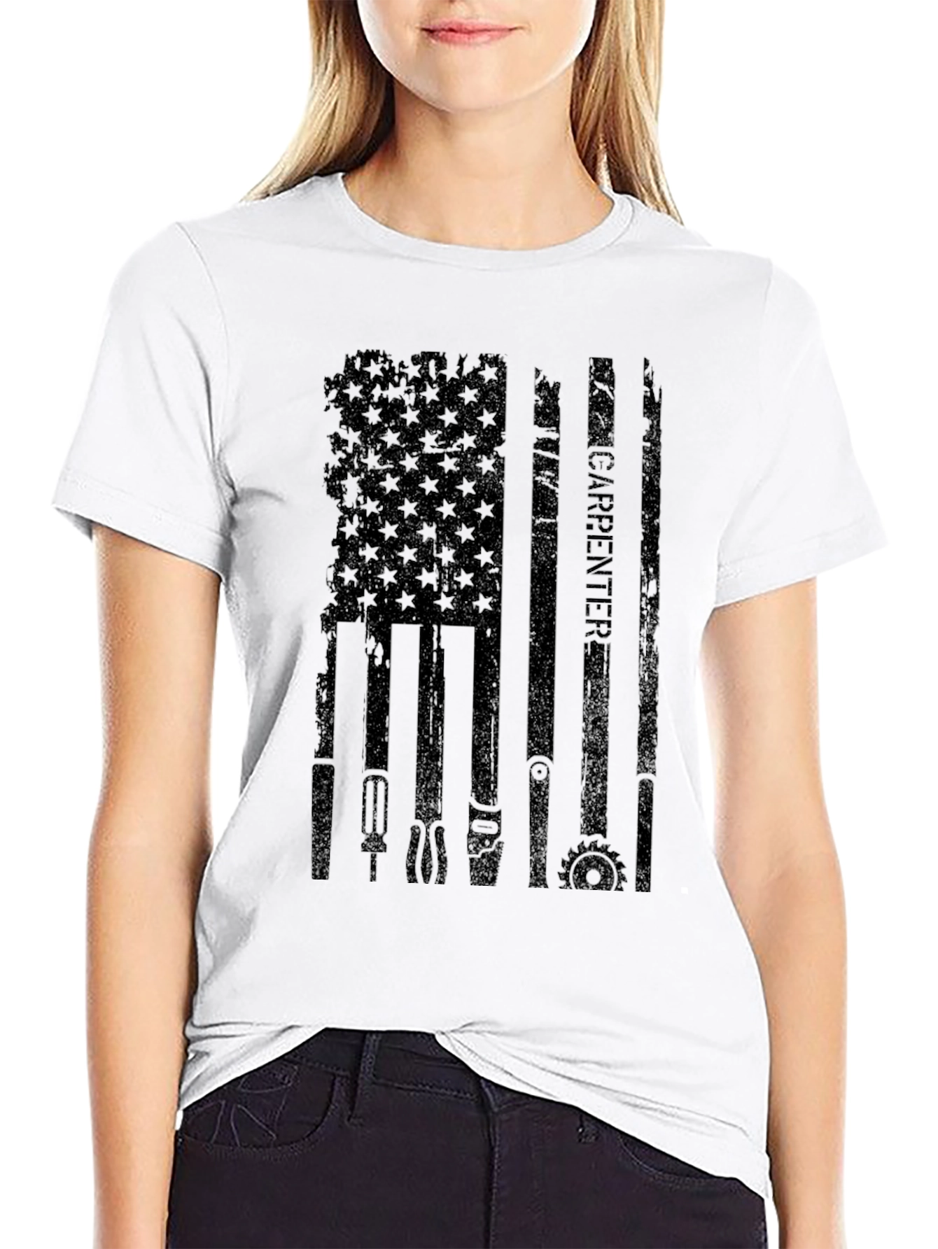Carpenter American Flag Black T-Shirt