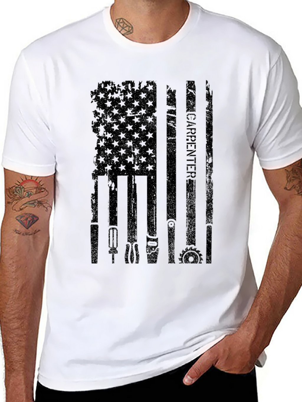 Carpenter American Flag Black T-Shirt