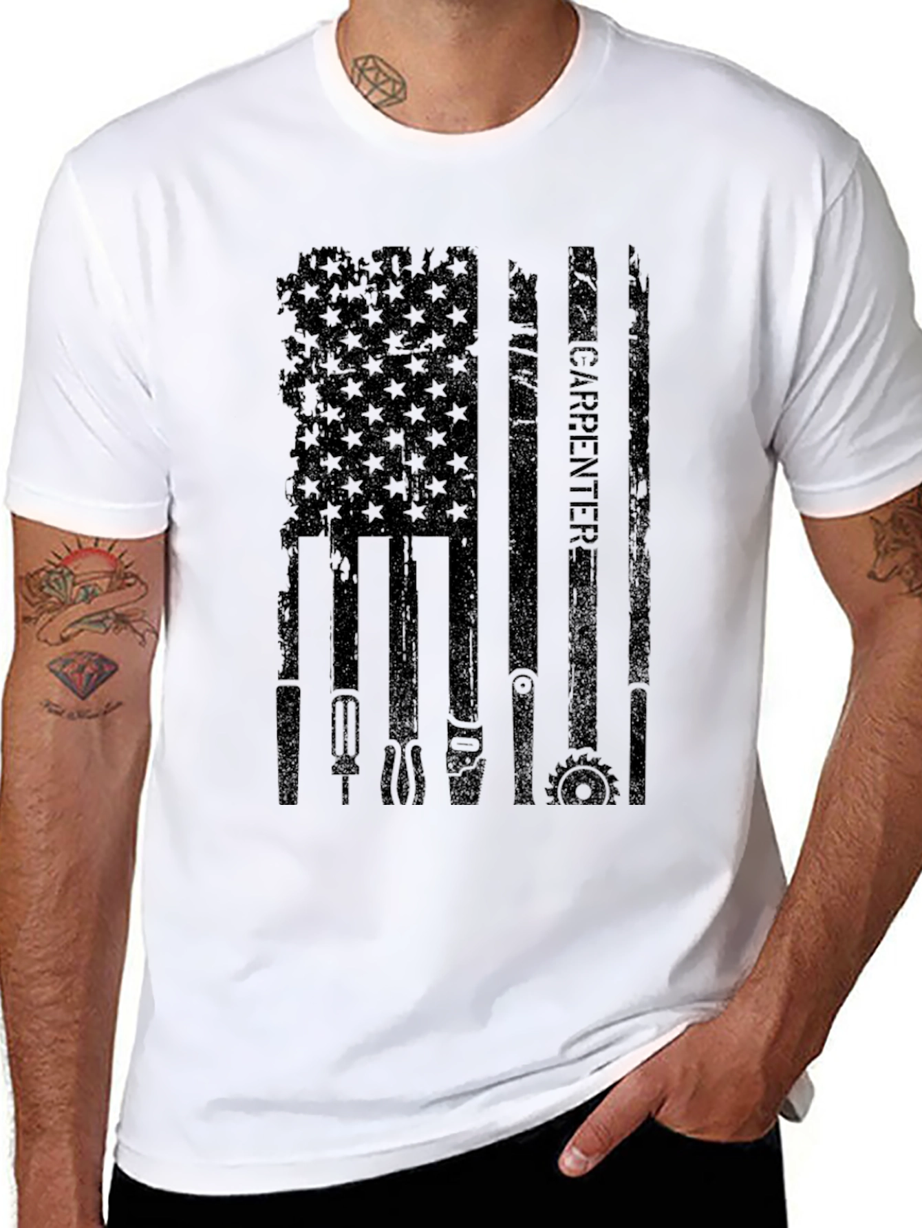 Carpenter American Flag Black T-Shirt