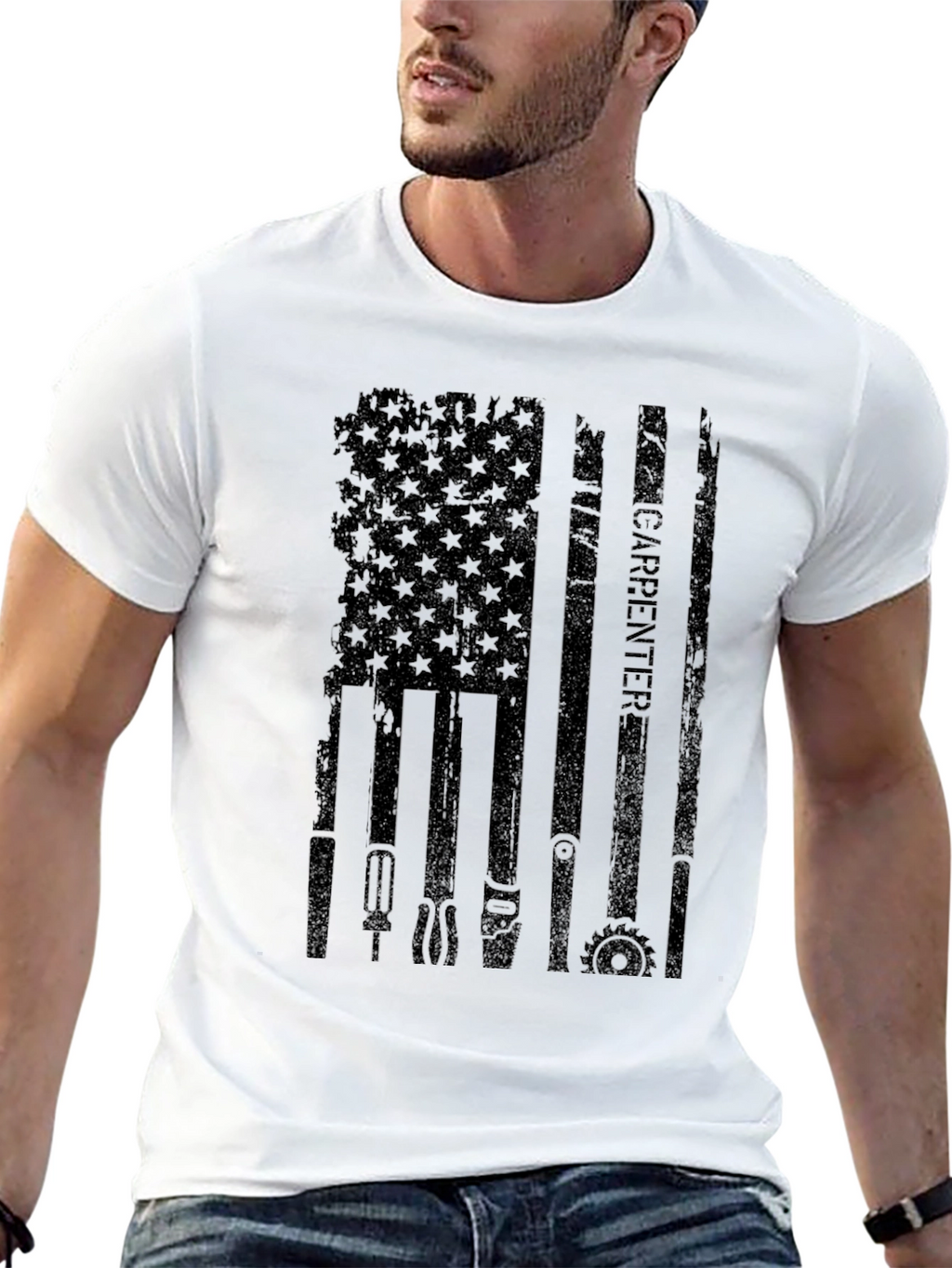 Carpenter American Flag Black T-Shirt