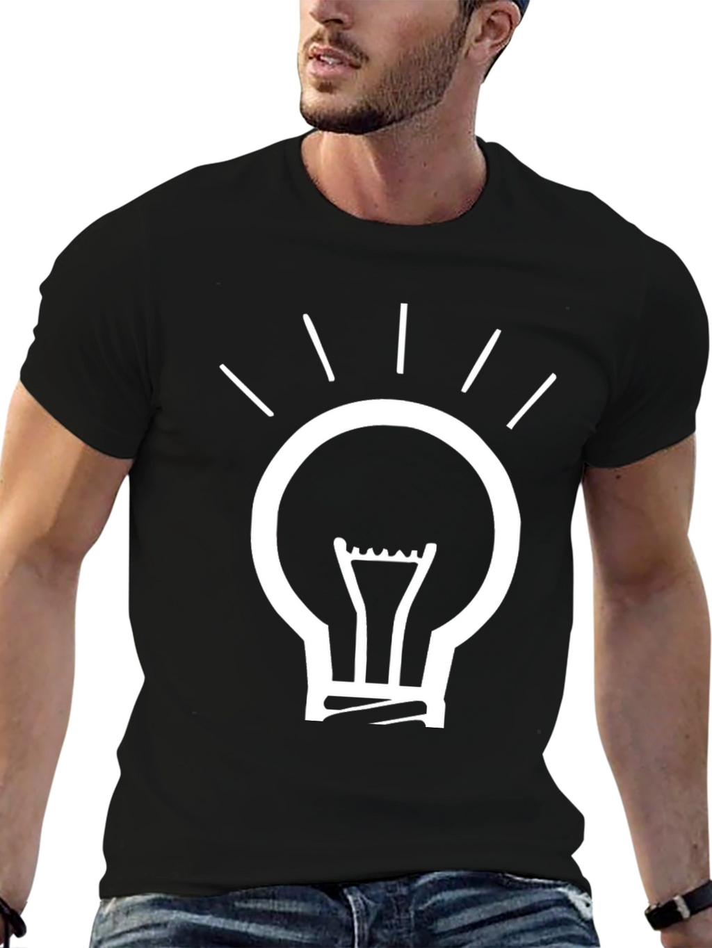 Idea Lightbulb Graphic Tee - Black Cotton T-Shirt