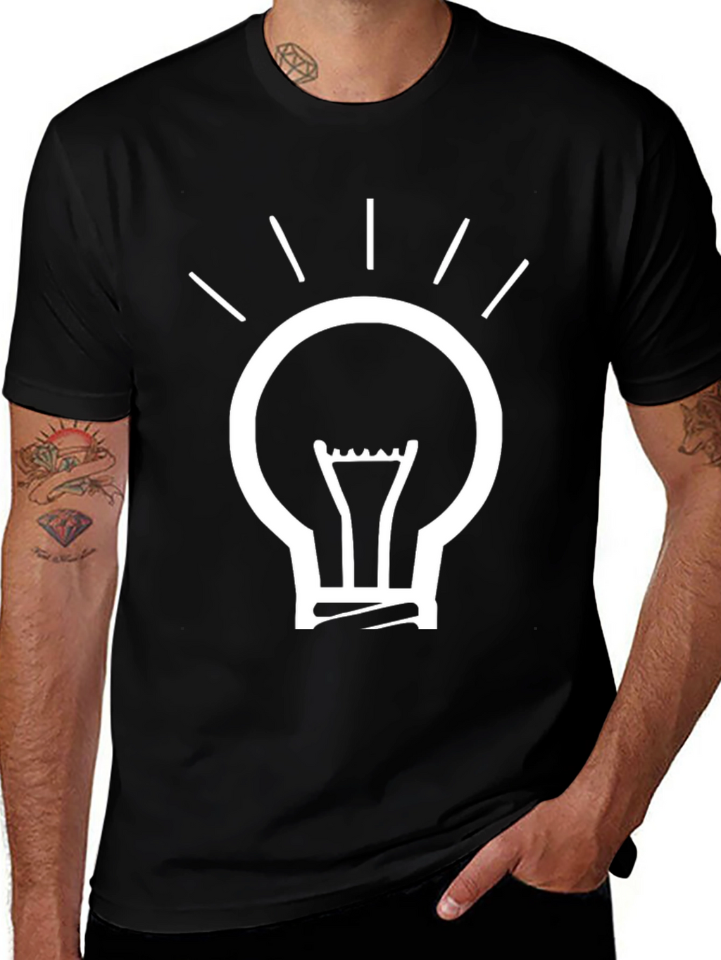 Idea Lightbulb Graphic Tee - Black Cotton T-Shirt
