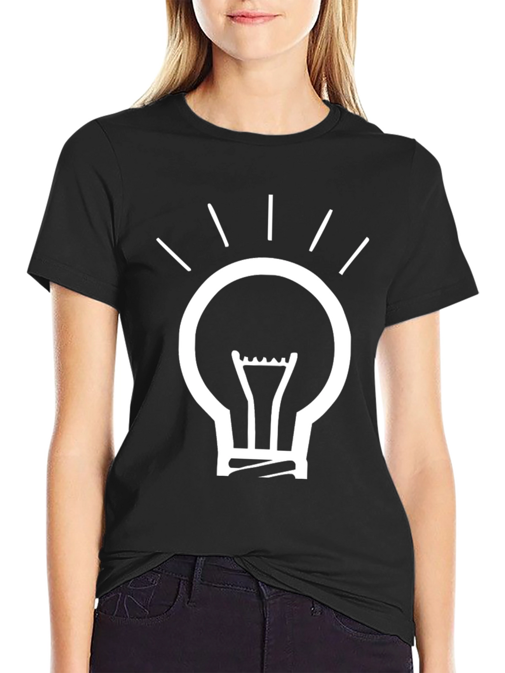 Idea Lightbulb Graphic Tee - Black Cotton T-Shirt