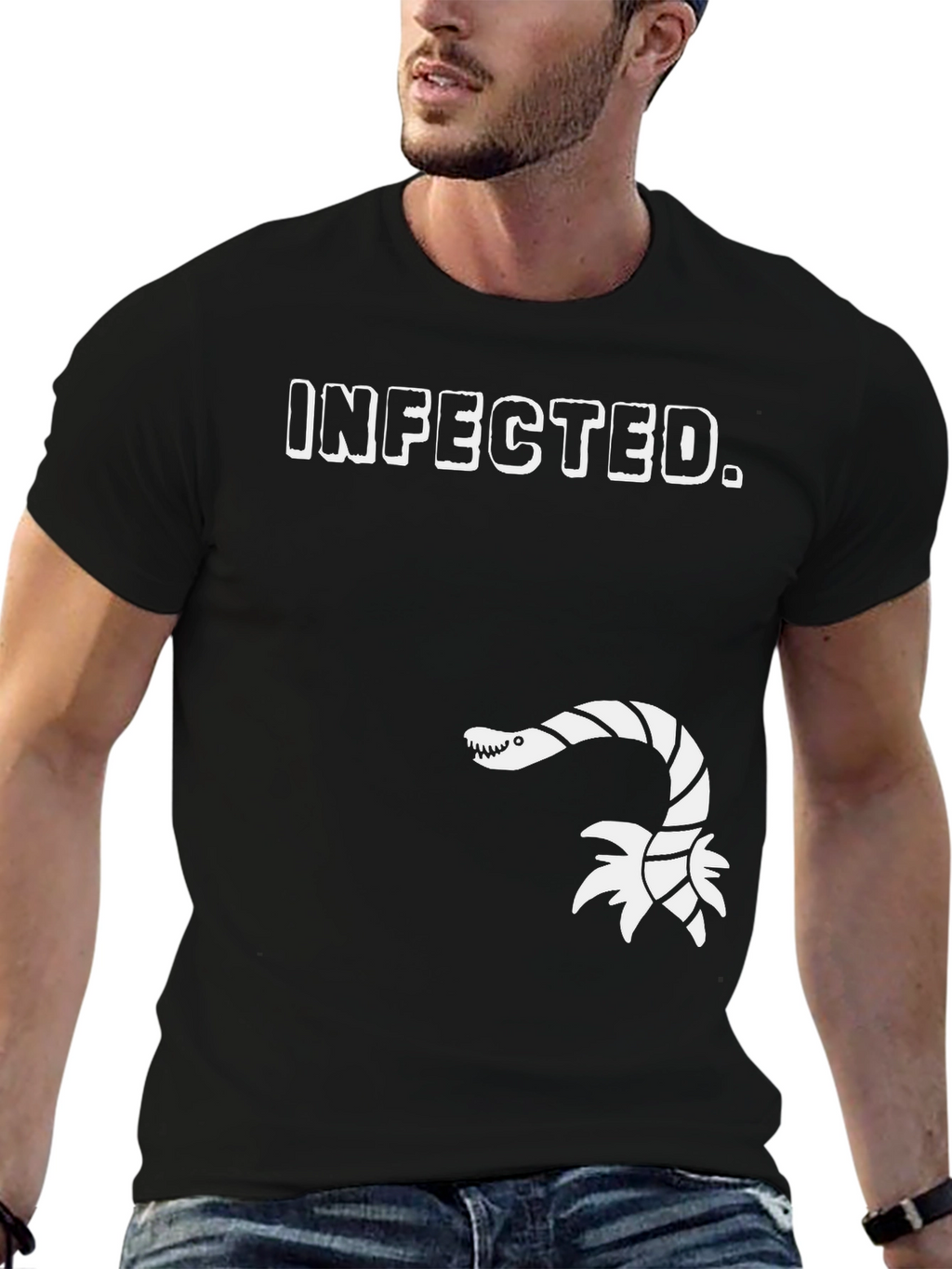 Infected! Unique Graphic Tee - Black Cotton Shirt