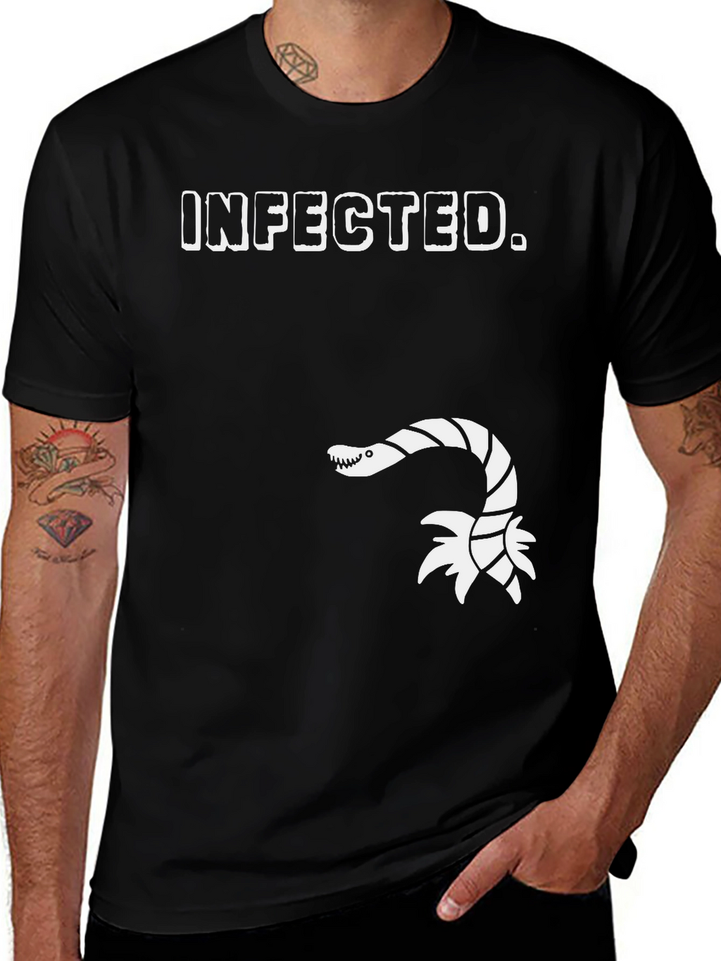 Infected! Unique Graphic Tee - Black Cotton Shirt