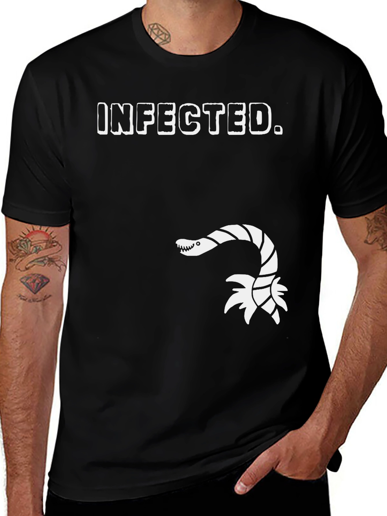 Infected! Unique Graphic Tee - Black Cotton Shirt
