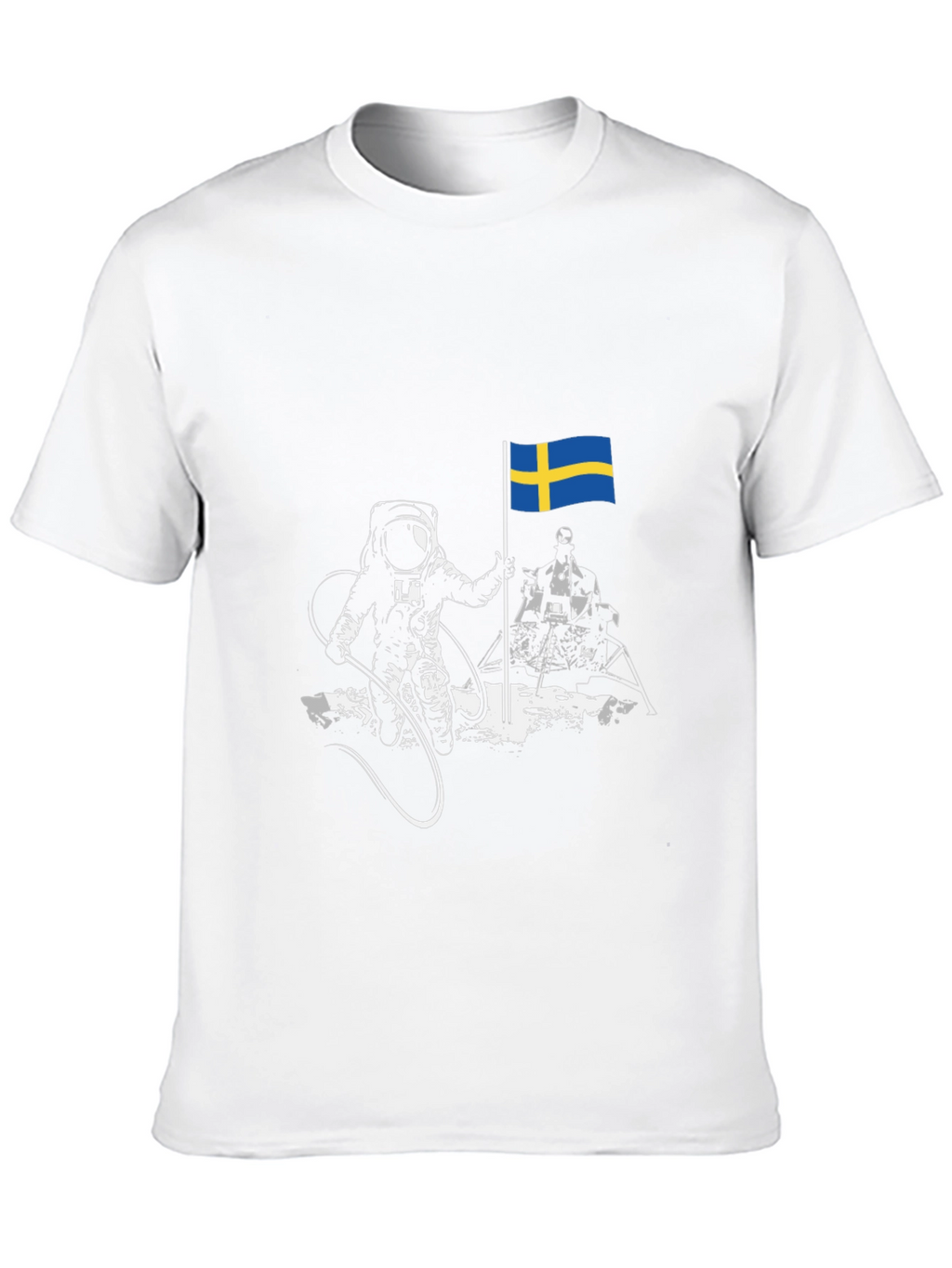 Astronaut Sweden Flag Graphic Tee - Cool Space T-Shirt