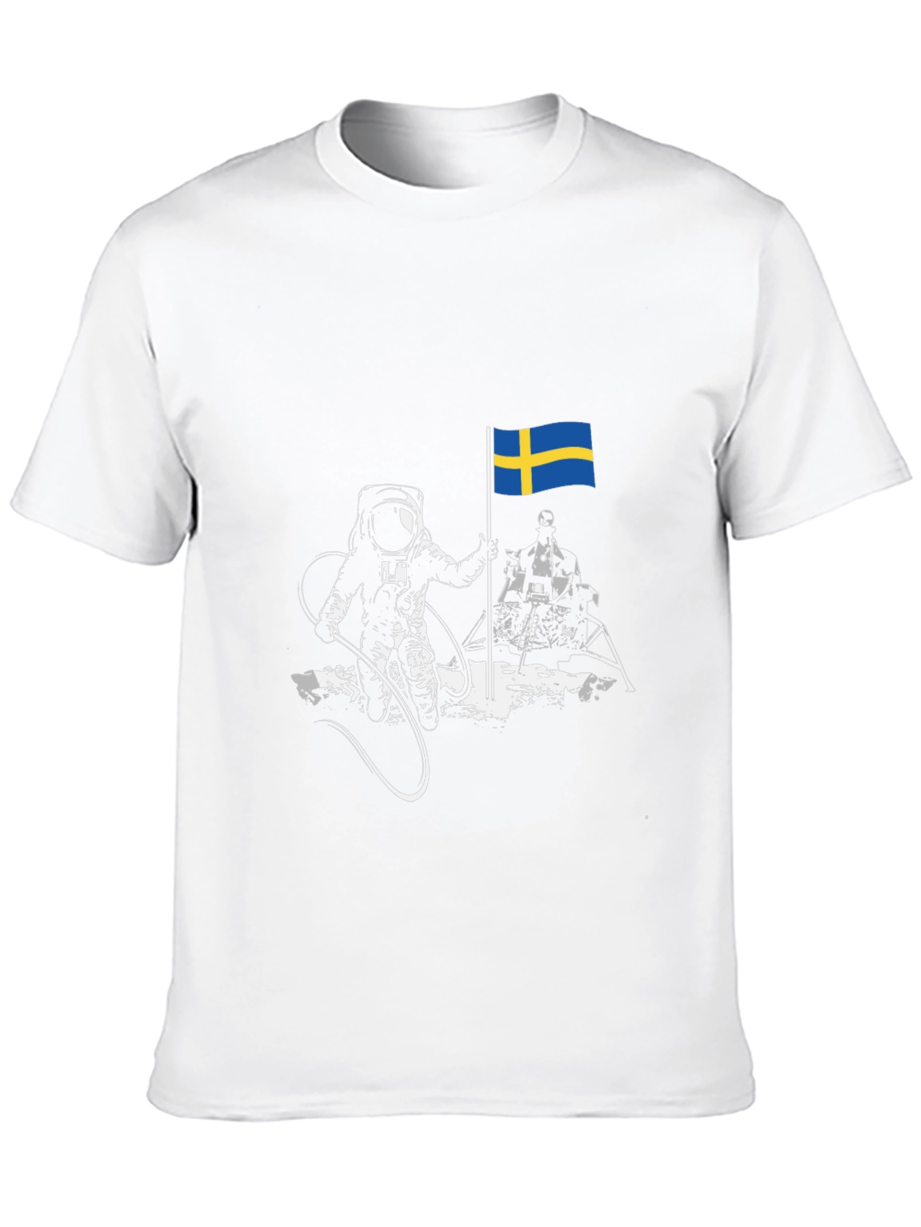 Astronaut Sweden Flag Graphic Tee - Cool Space T-Shirt