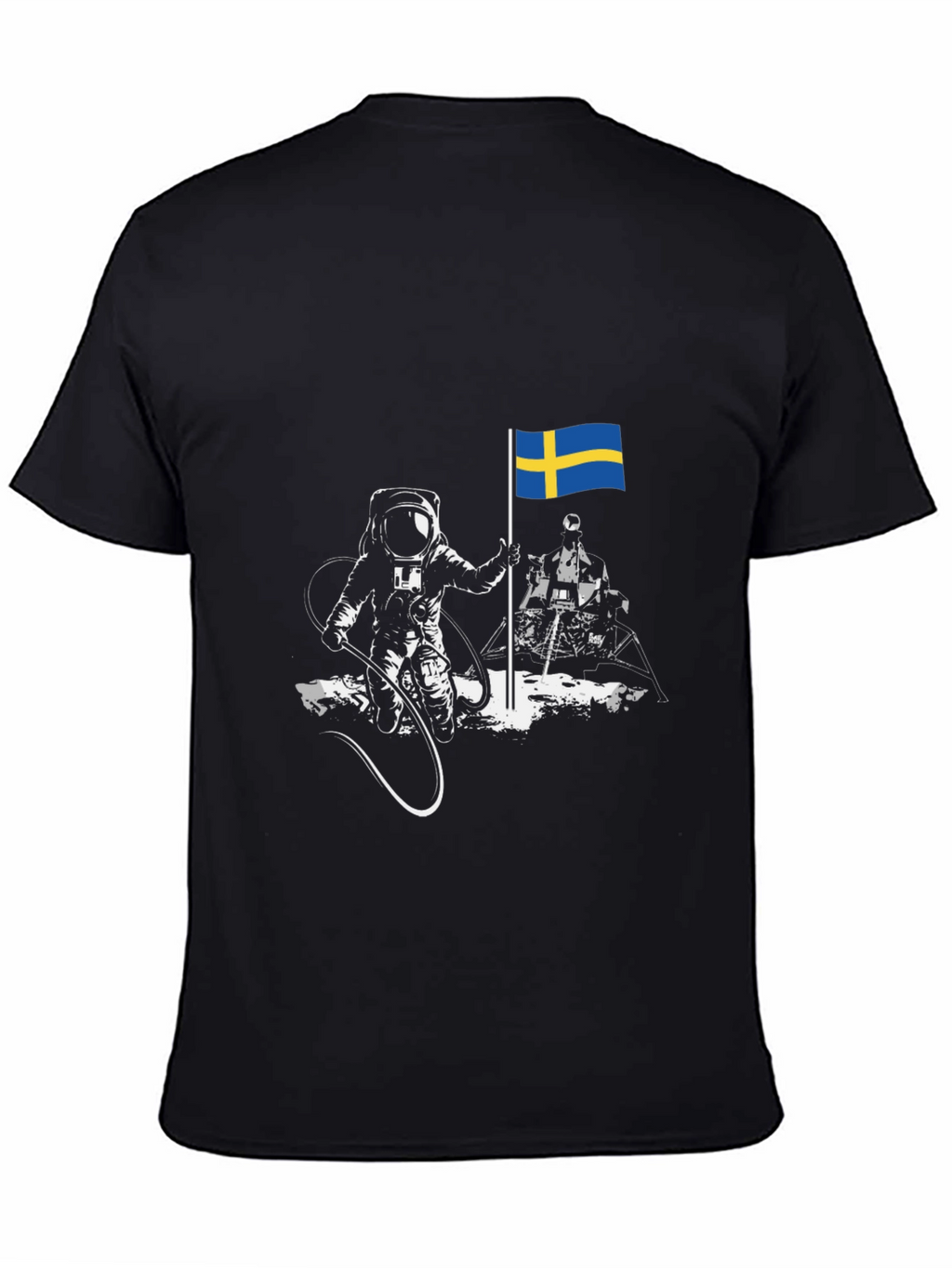 Astronaut Sweden Flag Graphic Tee - Cool Space T-Shirt