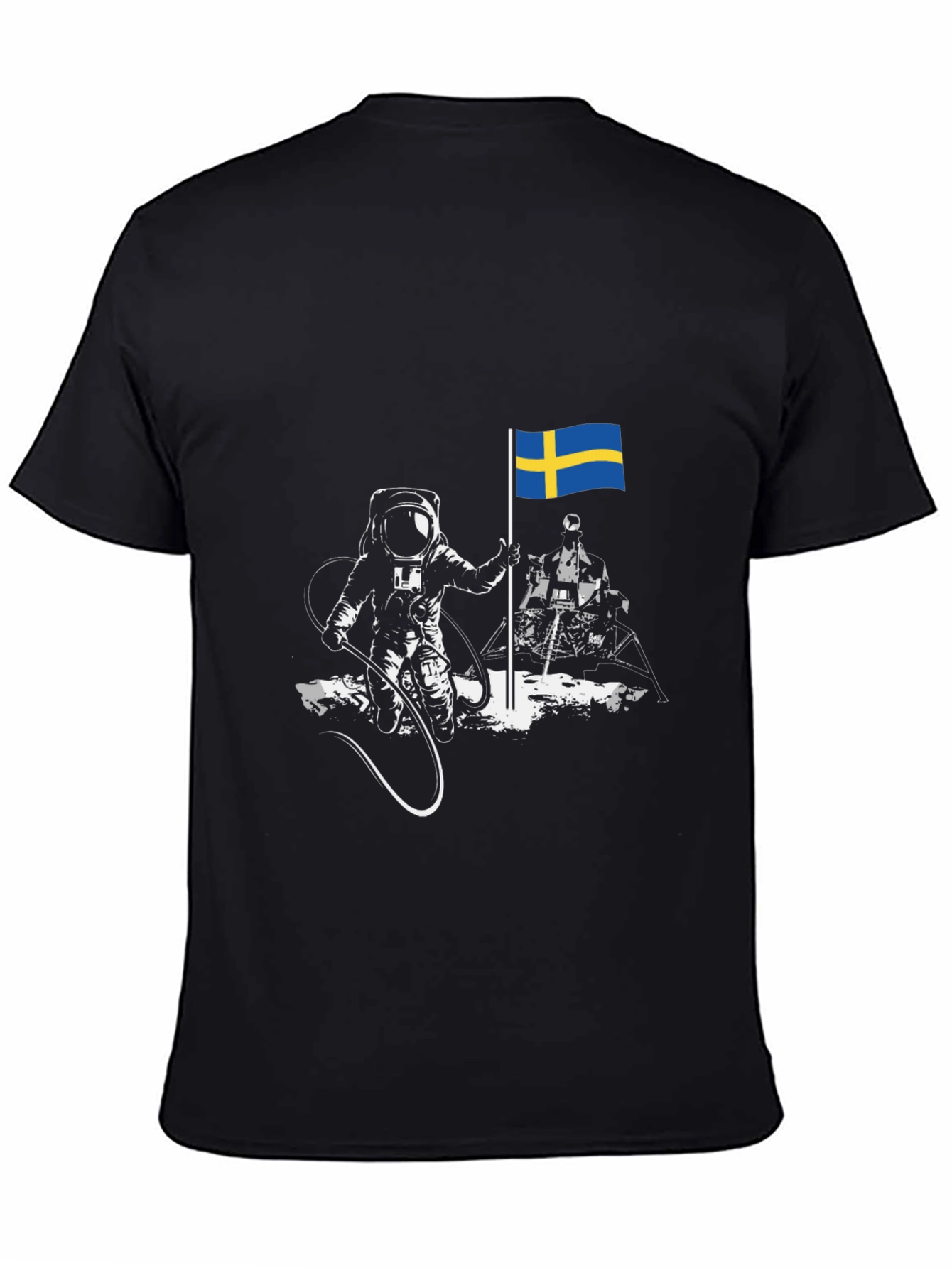 Astronaut Sweden Flag Graphic Tee - Cool Space T-Shirt