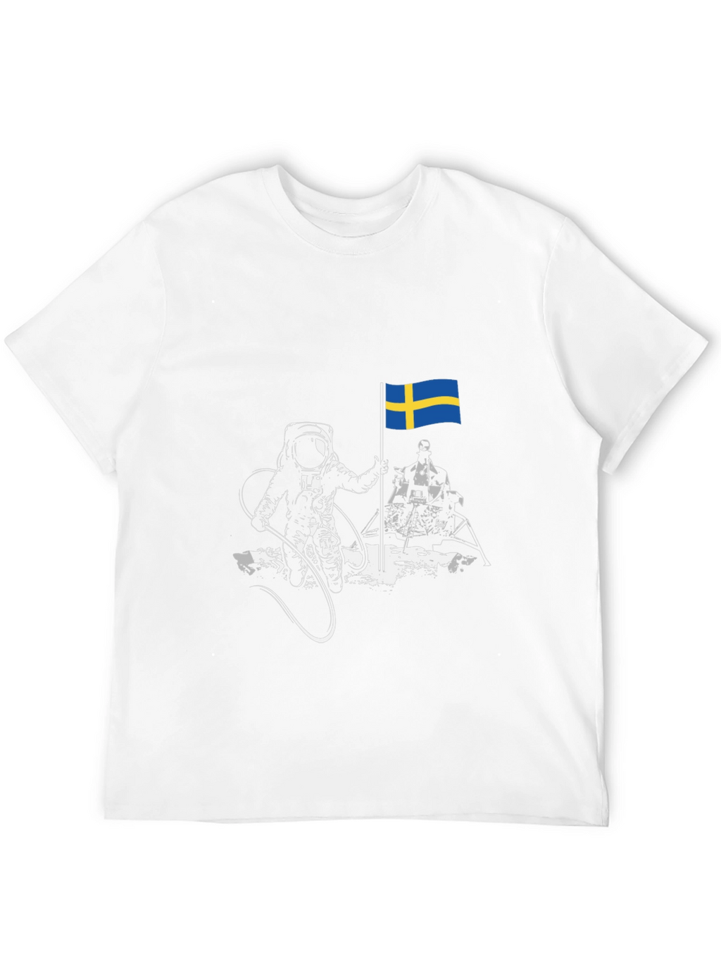 Astronaut Sweden Flag Graphic Tee - Cool Space T-Shirt