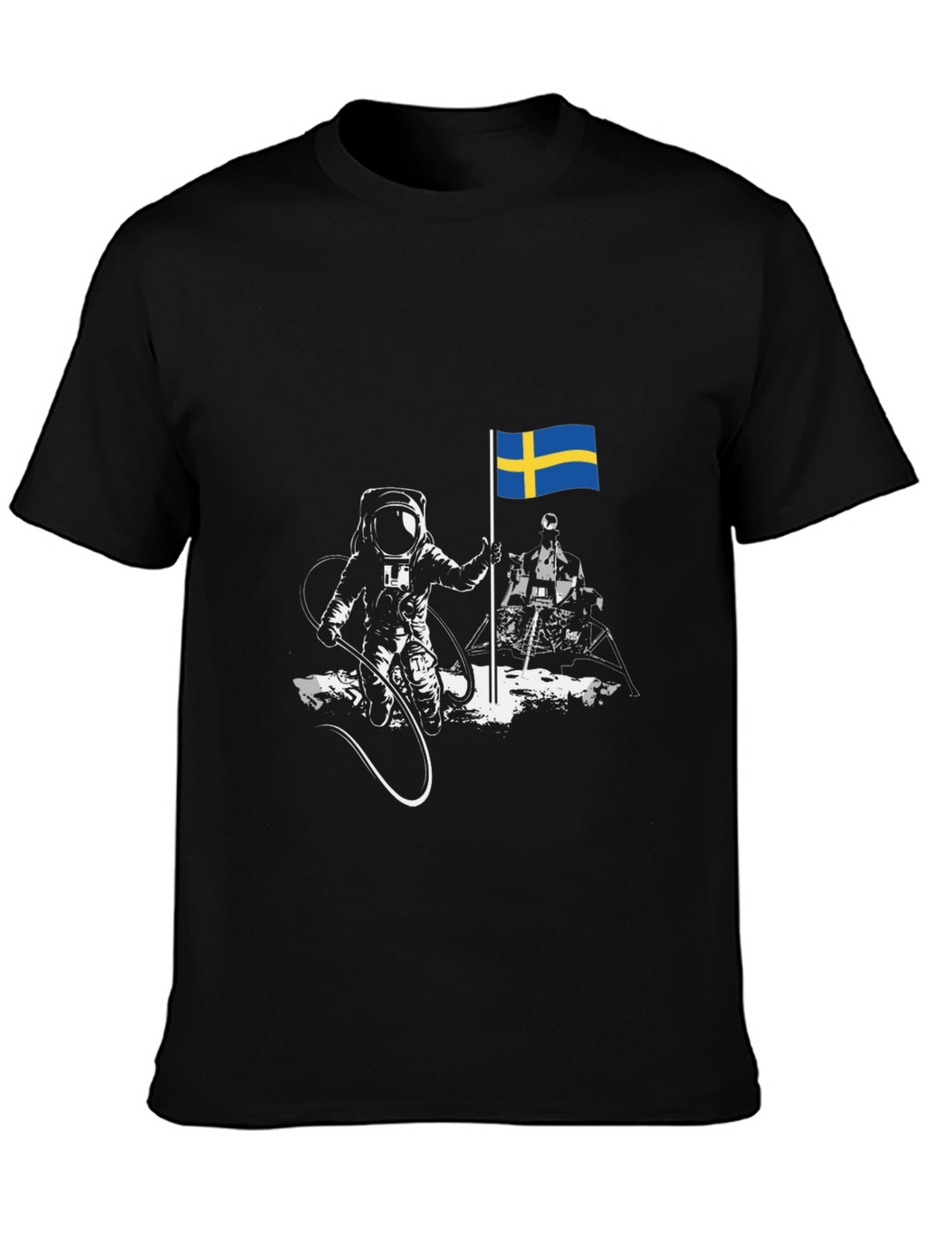 Astronaut Sweden Flag Graphic Tee - Cool Space T-Shirt