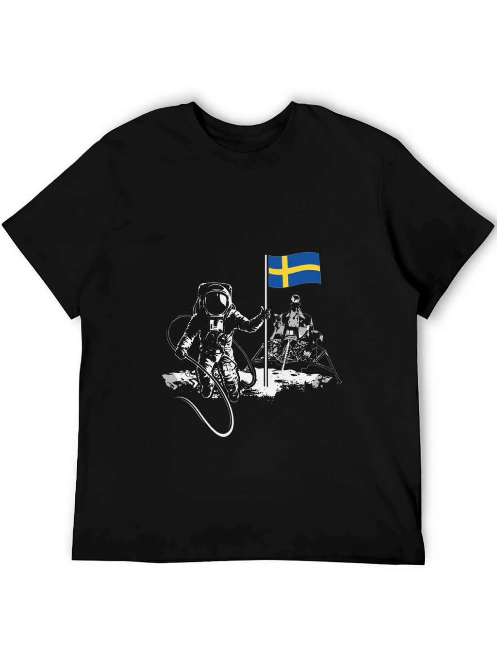 Astronaut Sweden Flag Graphic Tee - Cool Space T-Shirt