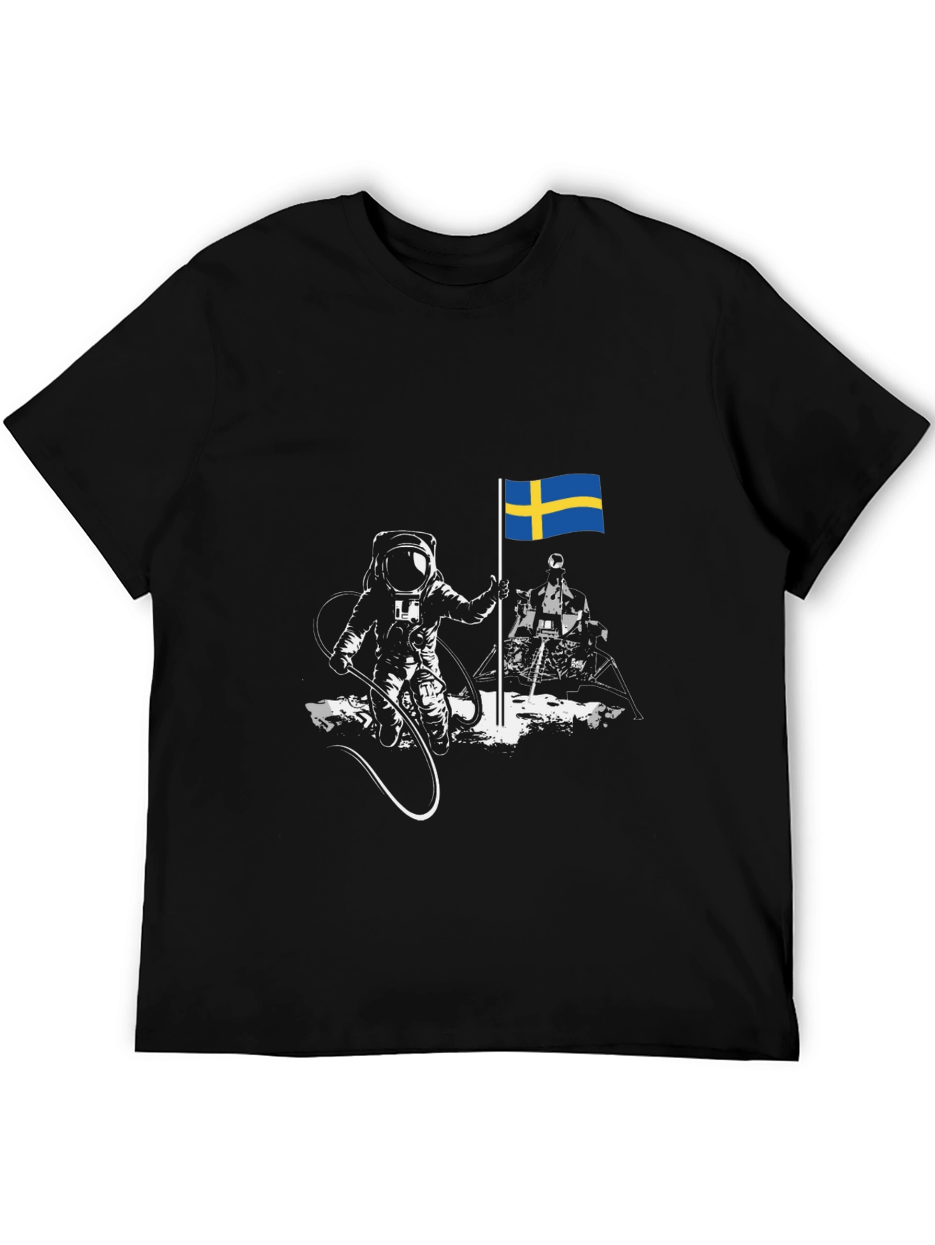 Astronaut Sweden Flag Graphic Tee - Cool Space T-Shirt