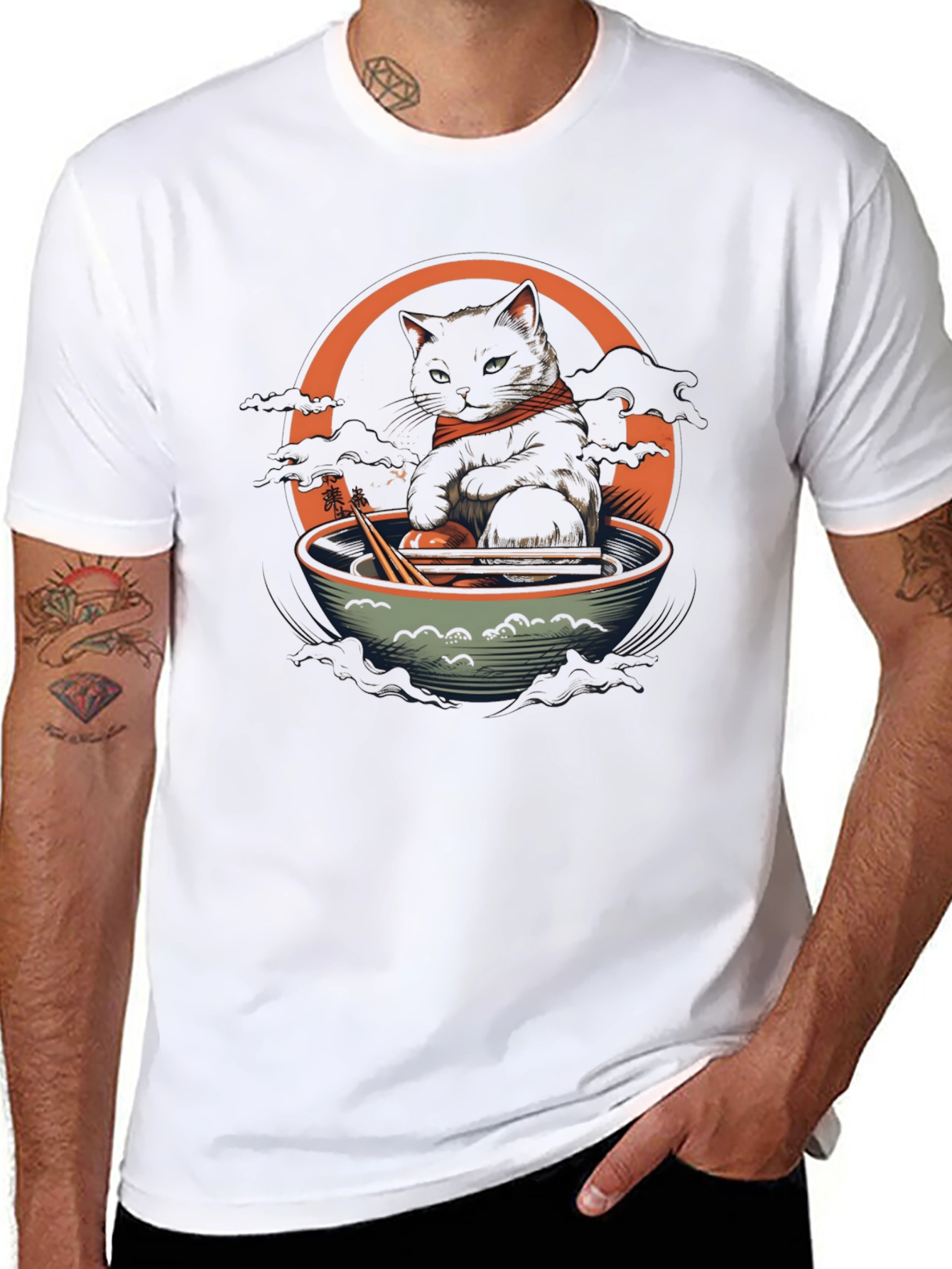 Cat Ramen Bowl Graphic Tee - Unique Design