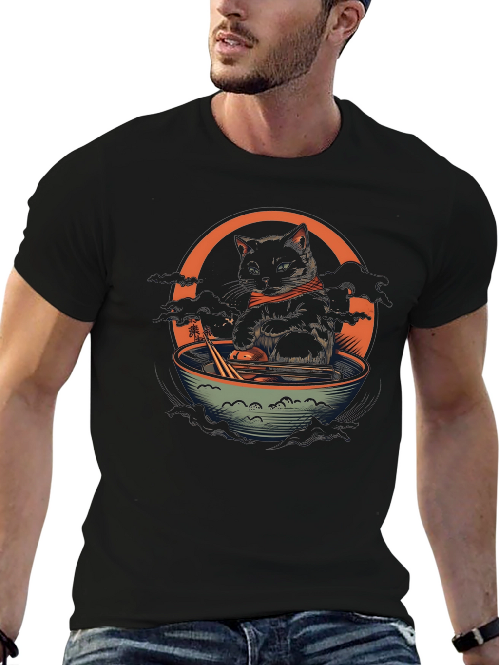 Cat Ramen Bowl Graphic Tee - Unique Design