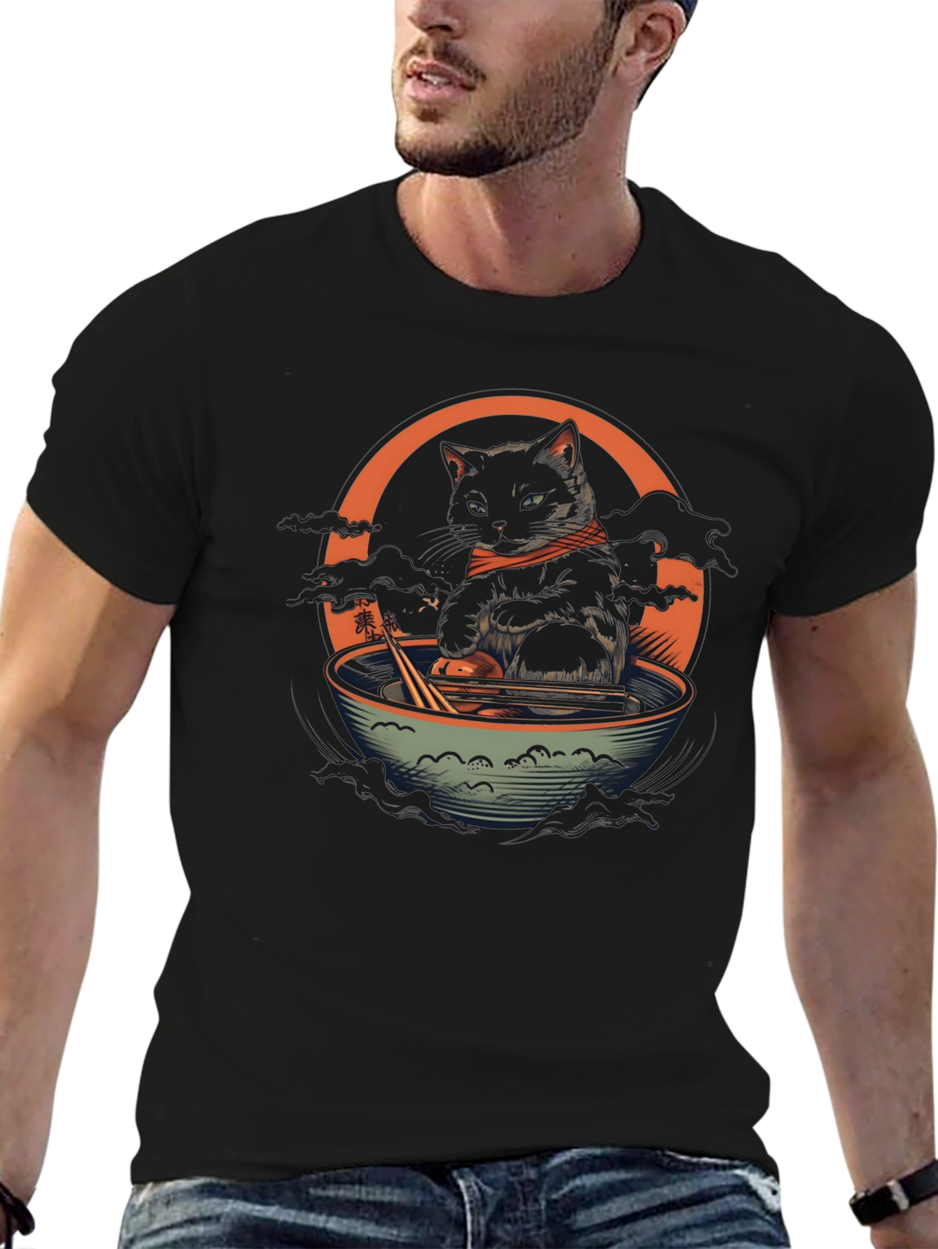 Cat Ramen Bowl Graphic Tee - Unique Design