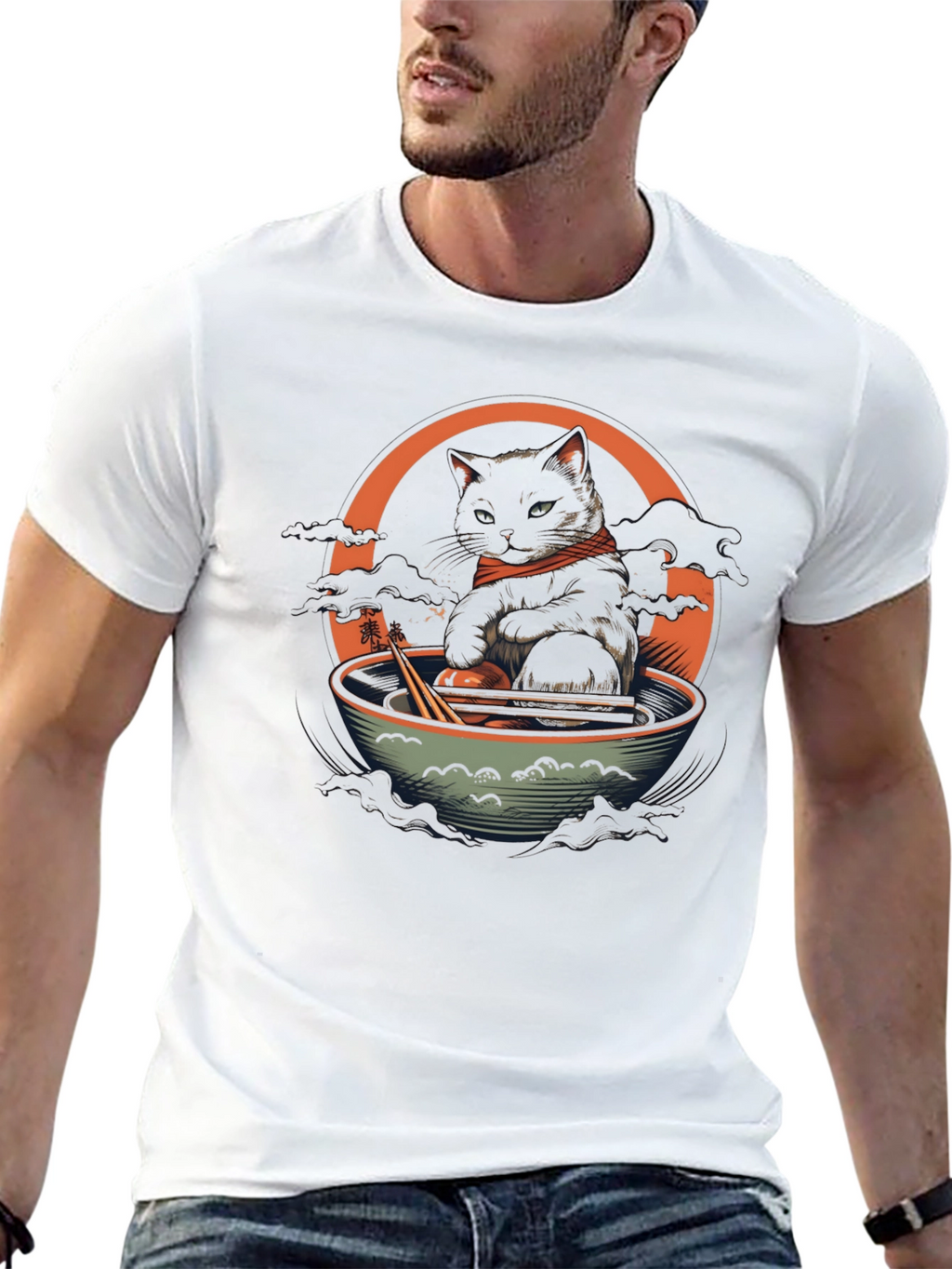 Cat Ramen Bowl Graphic Tee - Unique Design
