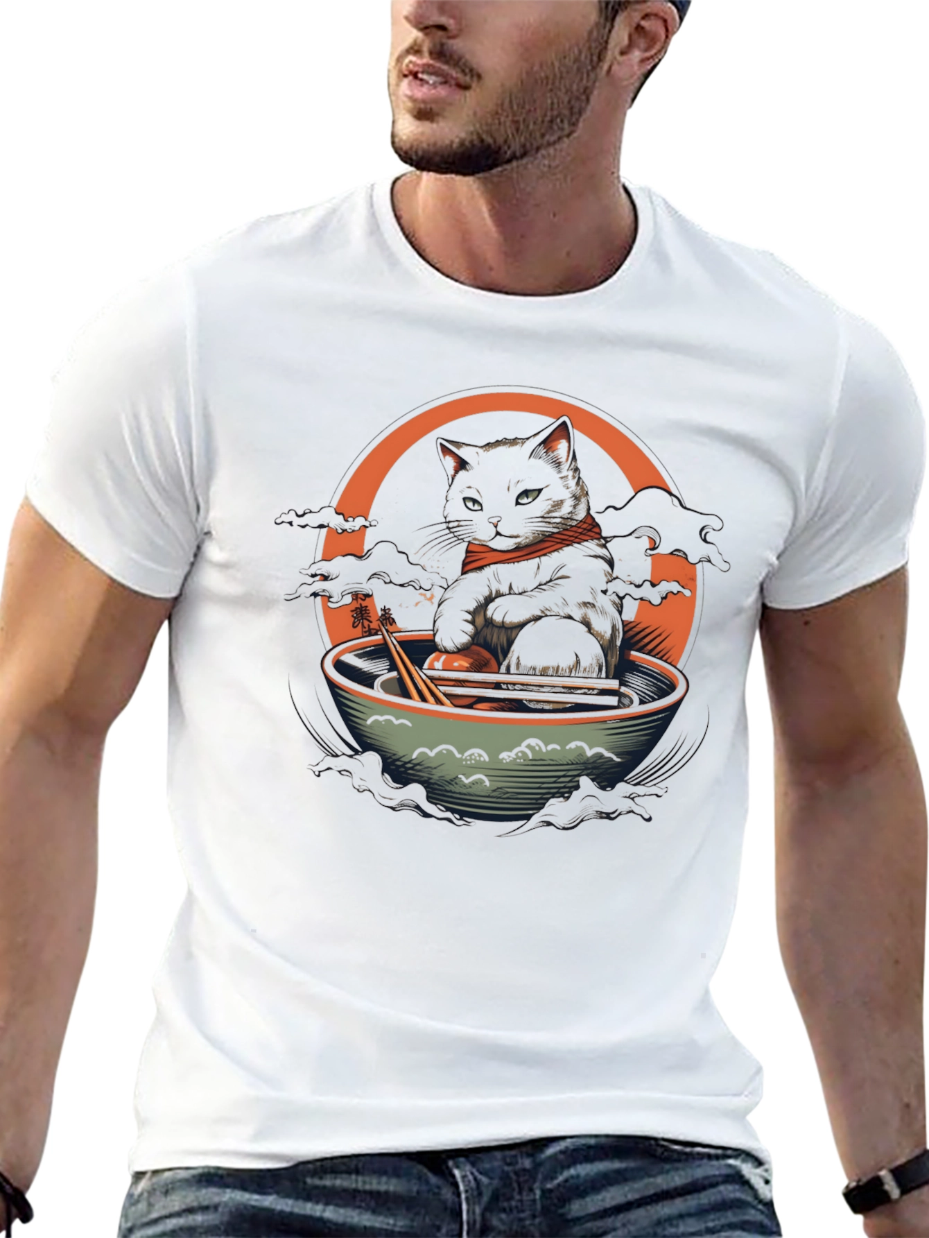 Cat Ramen Bowl Graphic Tee - Unique Design