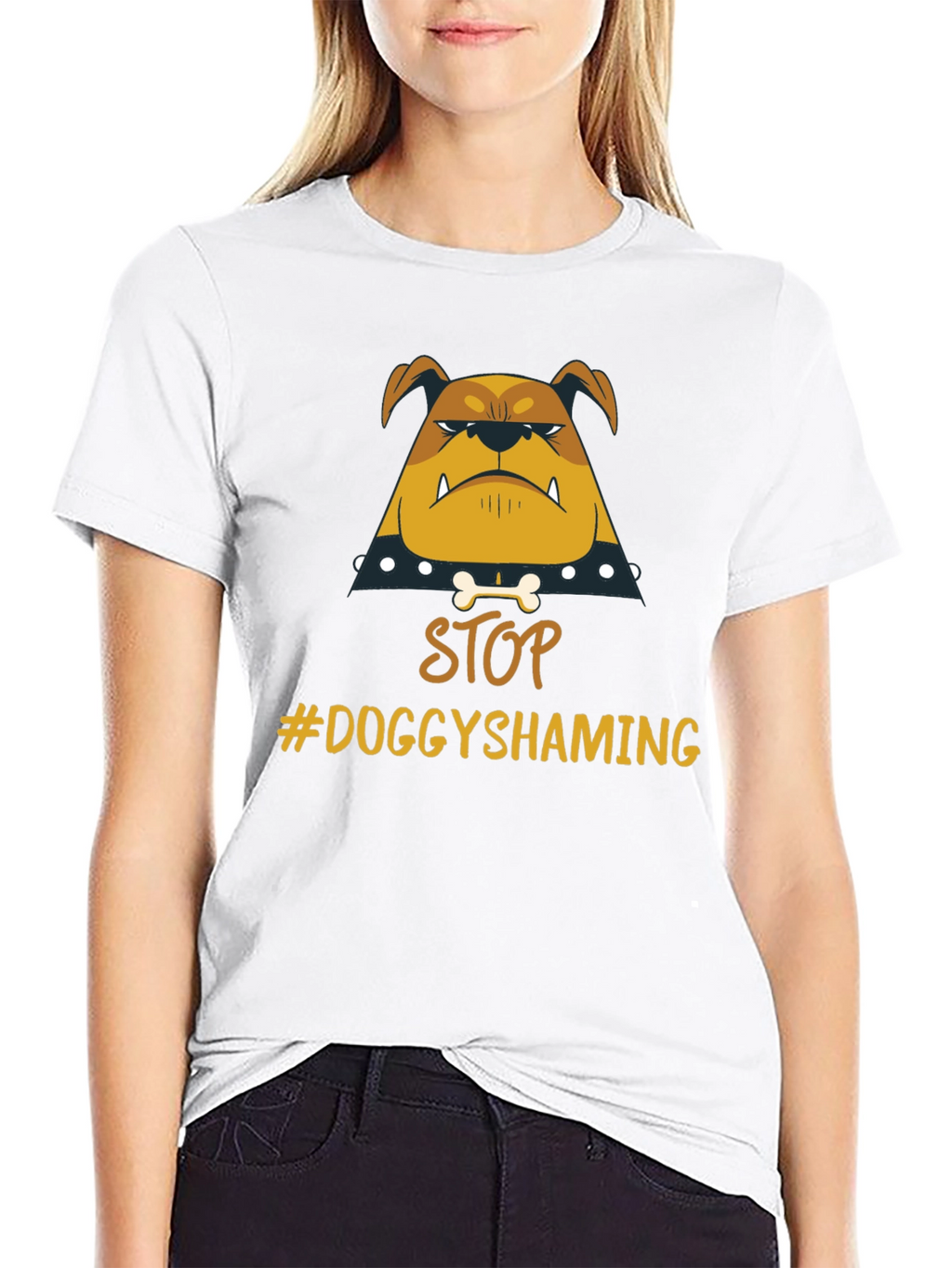 Stop Doggy Shaming Tee - Bulldog Graphic Black T-Shirt