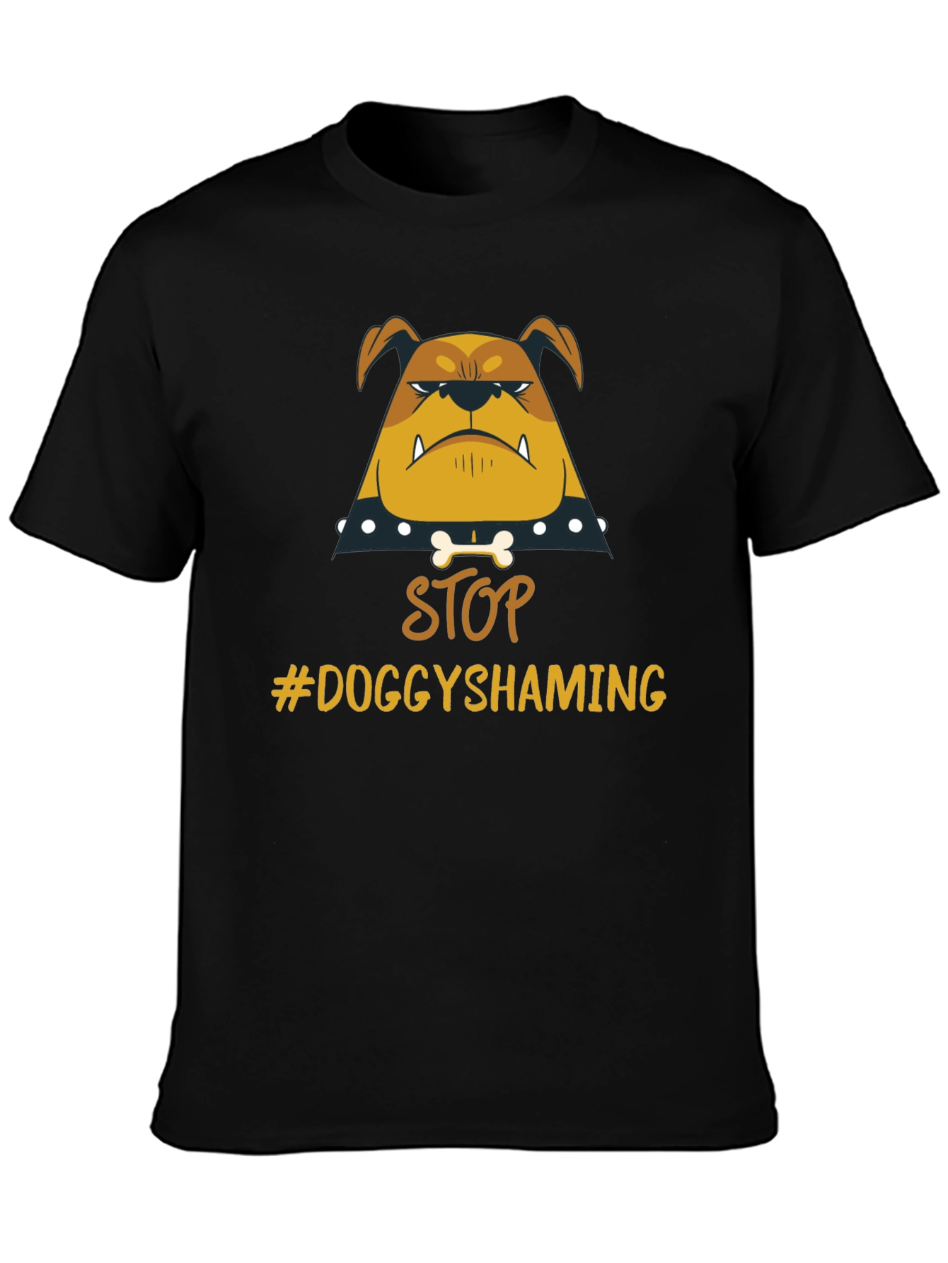 Stop Doggy Shaming Tee - Bulldog Graphic Black T-Shirt